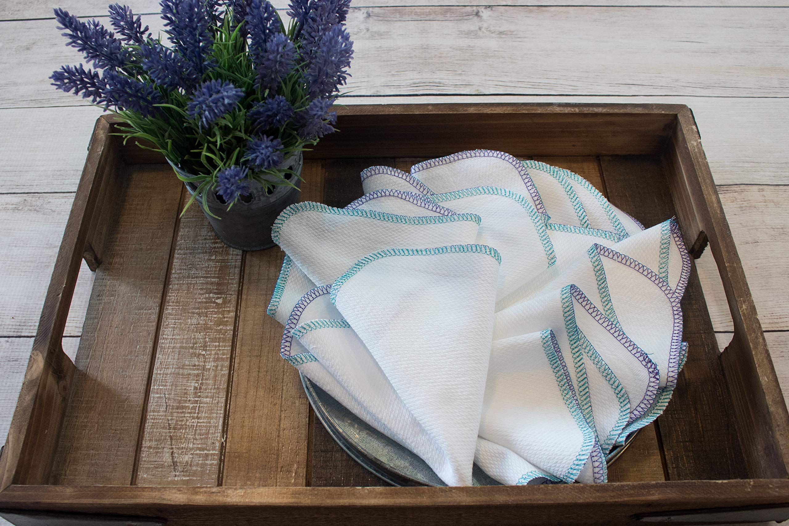 Eco-Friendly Reusable Paper Towels - 12 Pack Washable Cloth Towels for Kitchen, Sustainable & Soft Teal Purple Paperless Towels | Perfect for Cleaning, Spills & Eco-Conscious Homes (Bright White)