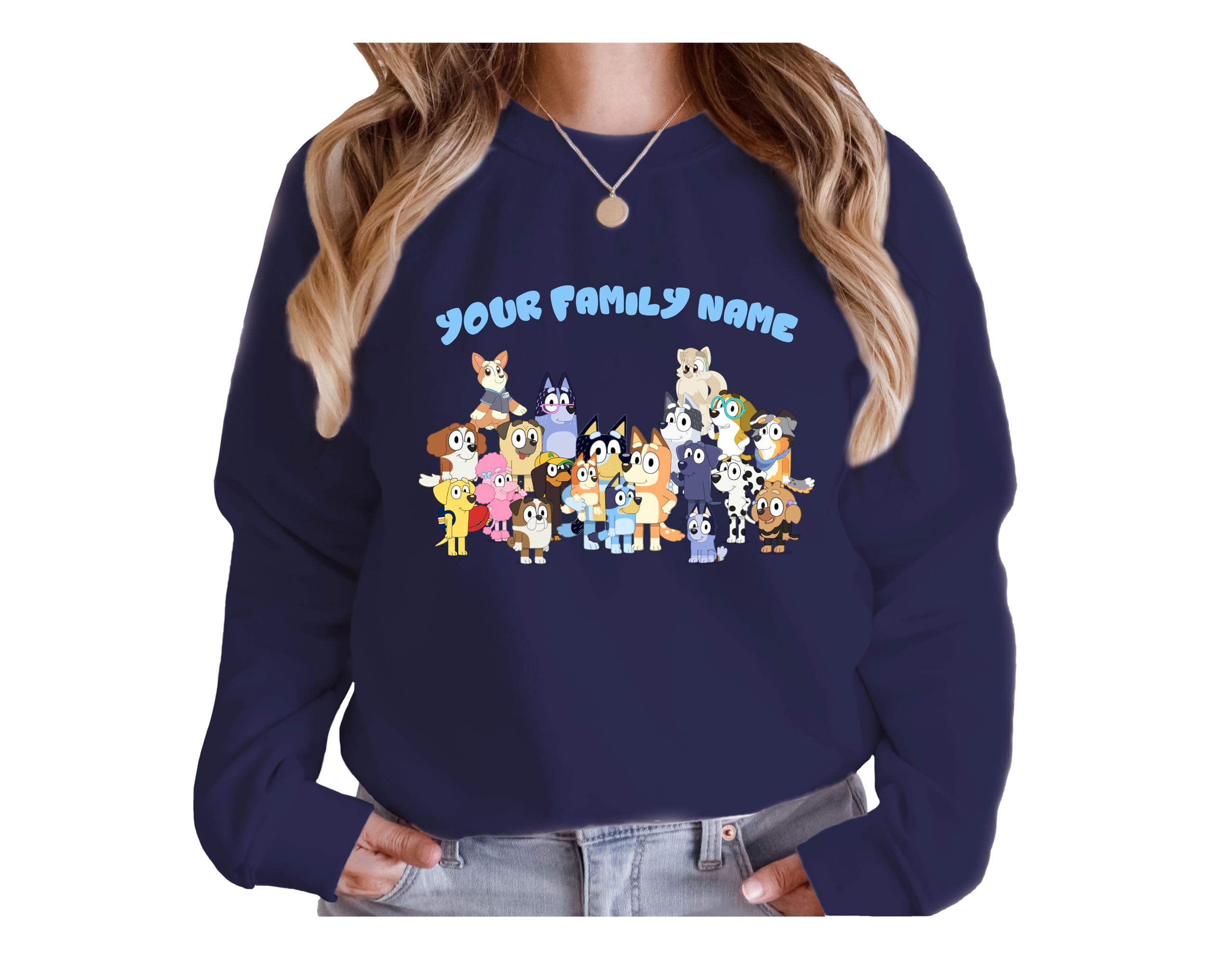 Custom Bluey Family Sweatshirts - Kids & Adult Matching Birthday Party Outfits - Bluey Themed Birthday Squad Shirts for Girls, Boys & Family - Perfect for Birthday Celebrations, Theme Parties & Family Photos