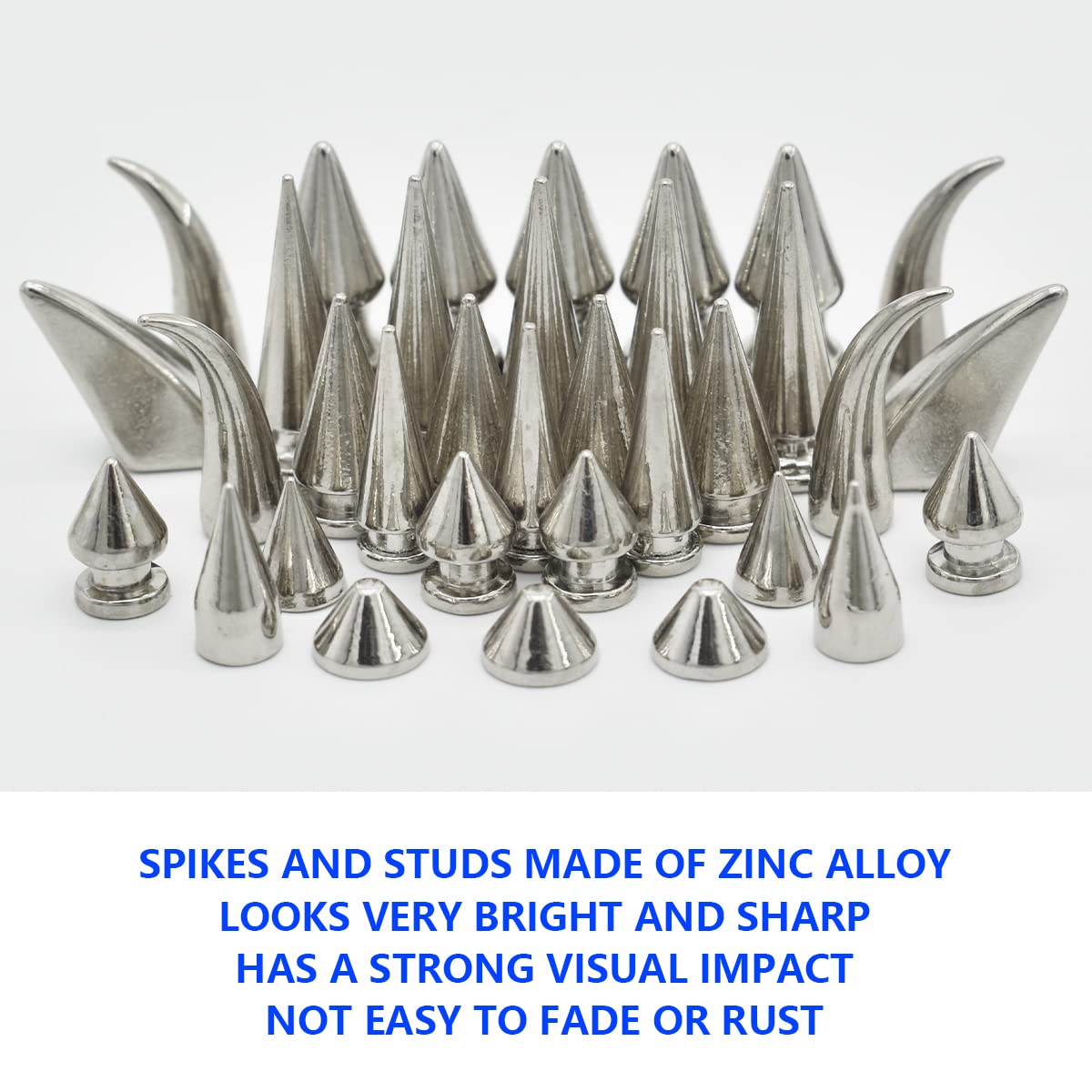 150 Sets Punk Spikes and Studs - 13 Shape Cone Spikes, Leather Rivets, Gothic Screw Back Studs with Installation Tools for DIY Jewelry, Jackets, Vests, Shoes, Boots, Belts & Bags - Perfect for Punk Fashion, Gothic Accessories & Leather Crafting (Silver)
