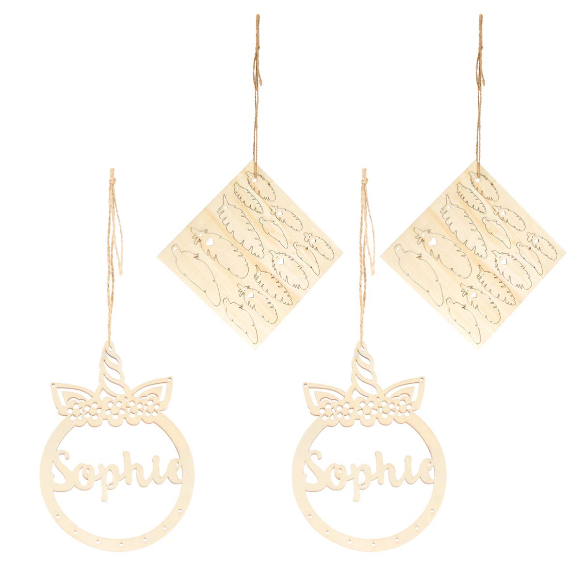 Bohemian Wooden Wall Decor Set - 2 Packs of Handcrafted Wooden Art Pendants for Home & Shop Decoration | Perfect for Living Room, Bedroom, and Boho Style Interior Design