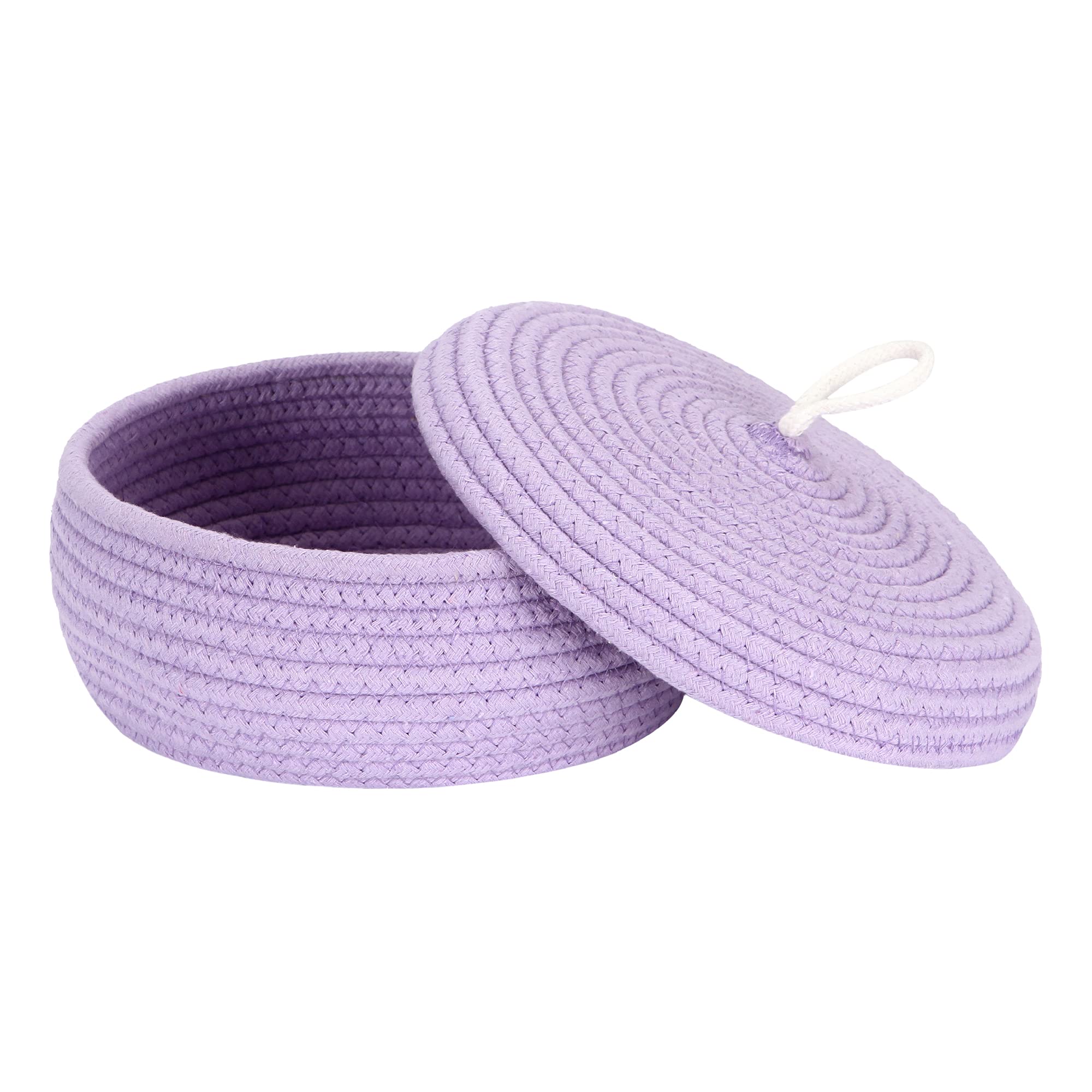 Sea Team Round Cotton Rope Storage Basket with Lid - Decorative Woven Organizer Bin for Home, Nursery & Office - Perfect for Snacks, Towels, Plants & Toys (10