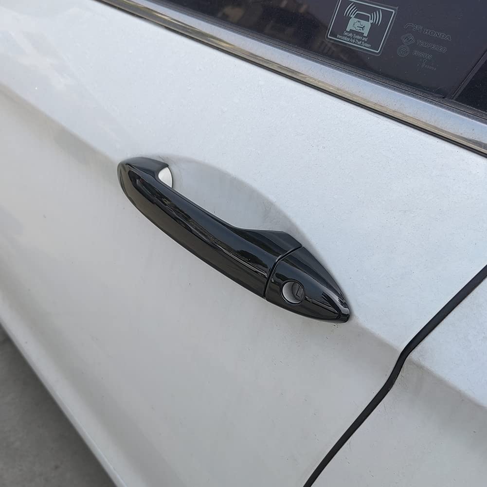 Premium Glossy Black Exterior Door Handle Cover Trim for Honda Accord Sedan 2013-2017 Models (Without Smart Keyhole) - Upgrade Your Car's Style & Protection for Daily Commute & Road Trips