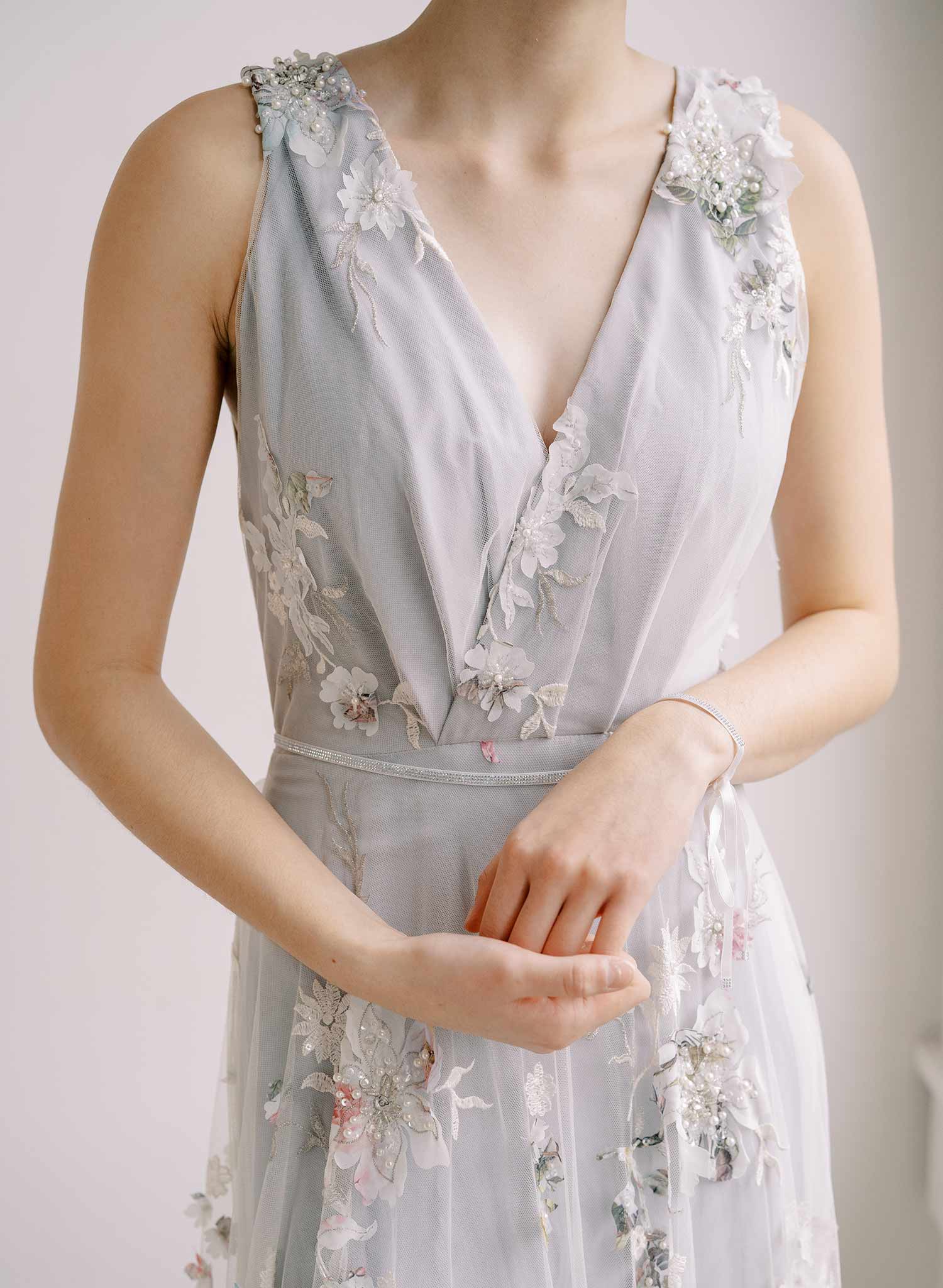 Elegant Crystal Encrusted Silk Ribbon Bracelet - Style #2336 | Perfect for Weddings, Parties & Special Occasions