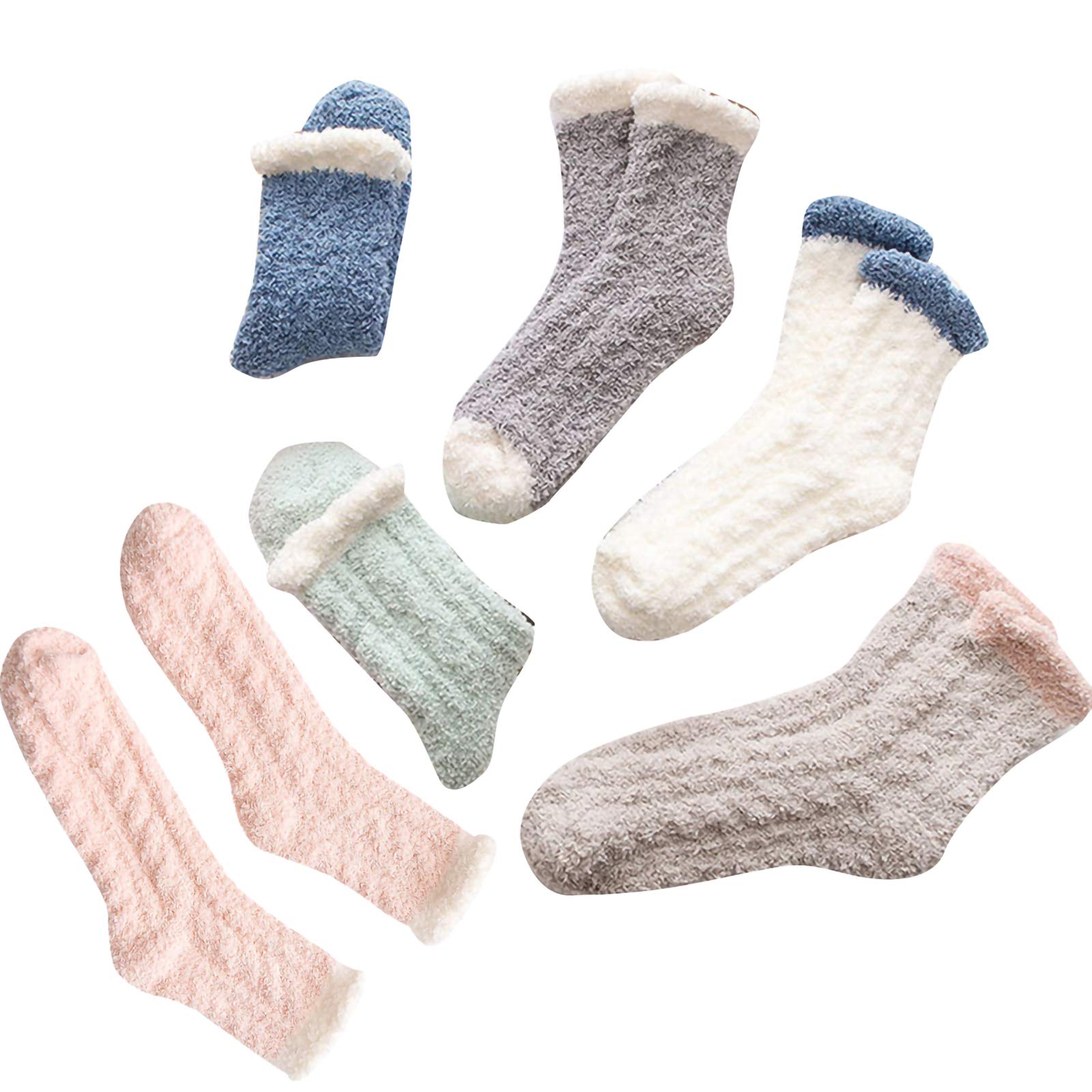 FAMKIT 6 Pairs Women's Winter Fuzzy Slipper Socks - Soft Warm Sleeping Socks for Women, Cozy Home Wear, Perfect for Lounging, Sleeping & Cold Weather Comfort