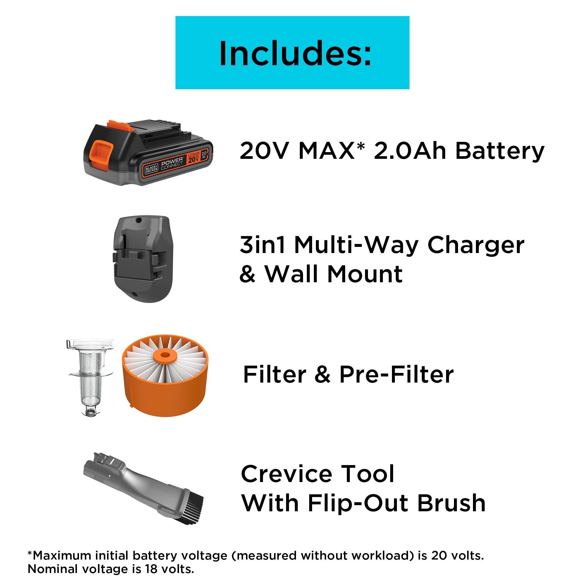 BLACK+DECKER Powerseries Extreme Cordless Stick Vacuum Cleaner for Pet Hair & Home Cleaning - Lightweight, Powerful Suction, 20V Lithium Battery (BSV2020P) - Perfect for Hard Floors, Carpets & Pet Owners