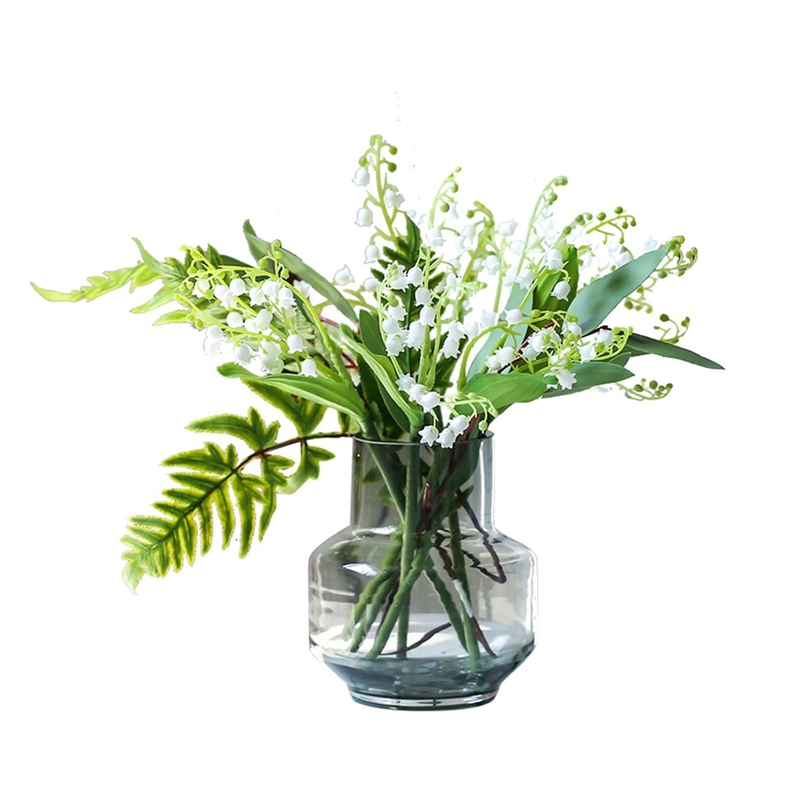LOMJK Artificial Silk Rose Flowers in Vase - Real Touch Faux Flannel Roses Bouquet, Lifelike Fake Flower Centerpiece for Home Decor, Office, Wedding Party | Perfect for Table Decor, Gift, and Event Decoration