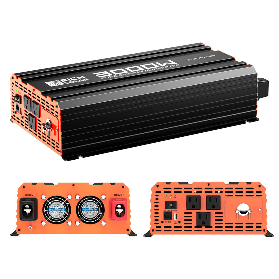 NOVA PURE 3K 3000W 12V Pure Sine Wave Power Inverter | 3000 Watt 12 Volt Industrial Grade Off Grid Inverter for RV, Truck, Boat, Van, Camper | Reliable Backup Power for Camping, Road Trips & Emergency Use | High Efficiency Energy Conversion