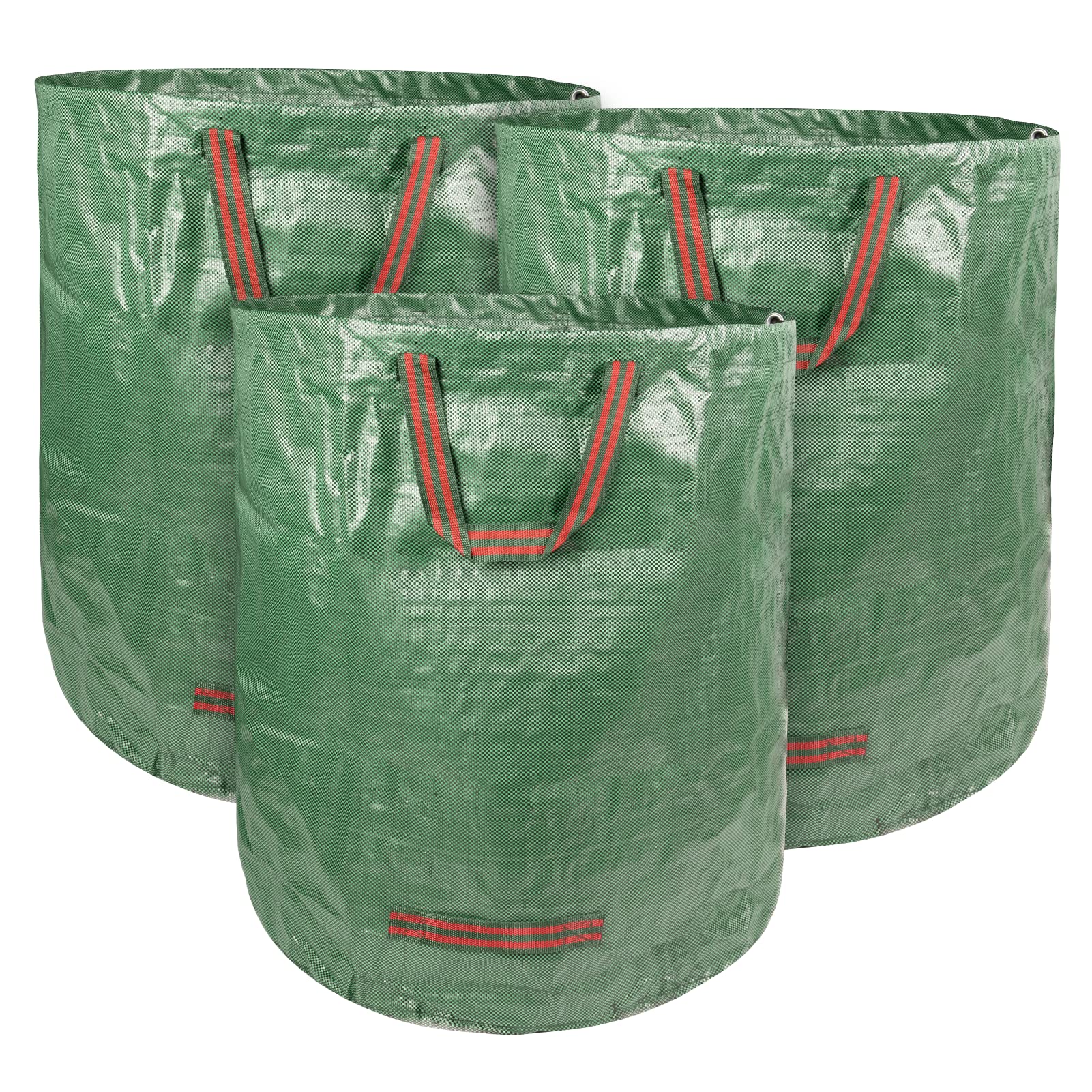 Decorlife 132 Gallon Reusable Yard Waste Bags - Heavy Duty Garden & Lawn Leaf Bags for Trash, Debris Collection | Multipurpose Standalone Container with Reinforced Handles | Easy to Carry & Maneuver (3-Pack) | Perfect for Fall Cleanup, Landscaping & Outdoor Waste Management