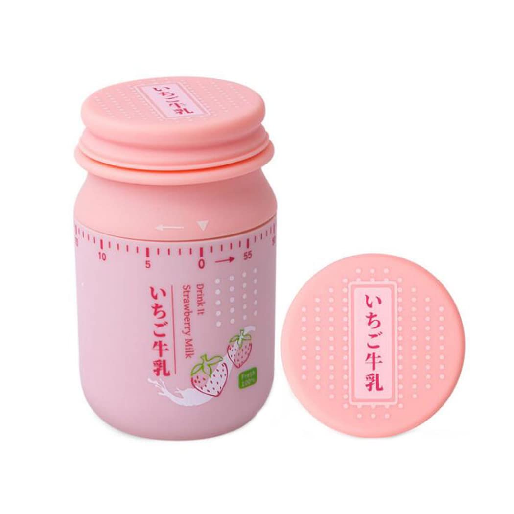 Hoshen 60-Minute Manual Rotating Milk Bottle Shaped Timer - Kitchen Cooking & Baking Timer, Student Study Reminder Tool - Pink (Random New/Old Model) - Perfect for Classrooms, Home Baking & Time Management