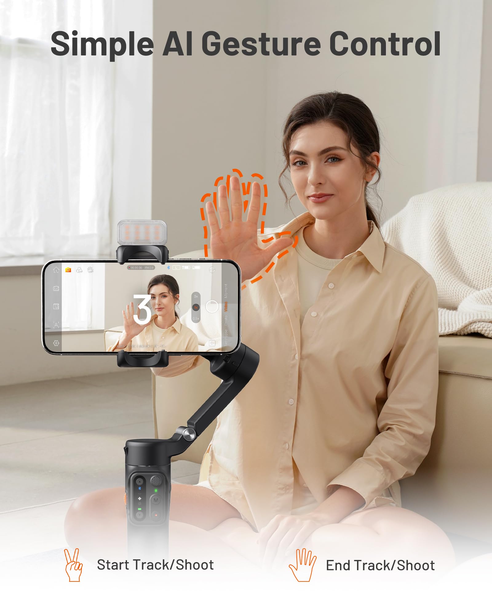 Hohem iSteady X3 3-Axis Foldable Phone Gimbal Stabilizer for iPhone & Android - Object Tracking, Remote Control, Built-in Extendable Rod & Tripod - Perfect for TikTok, YouTube, Vlogging & Travel Videography