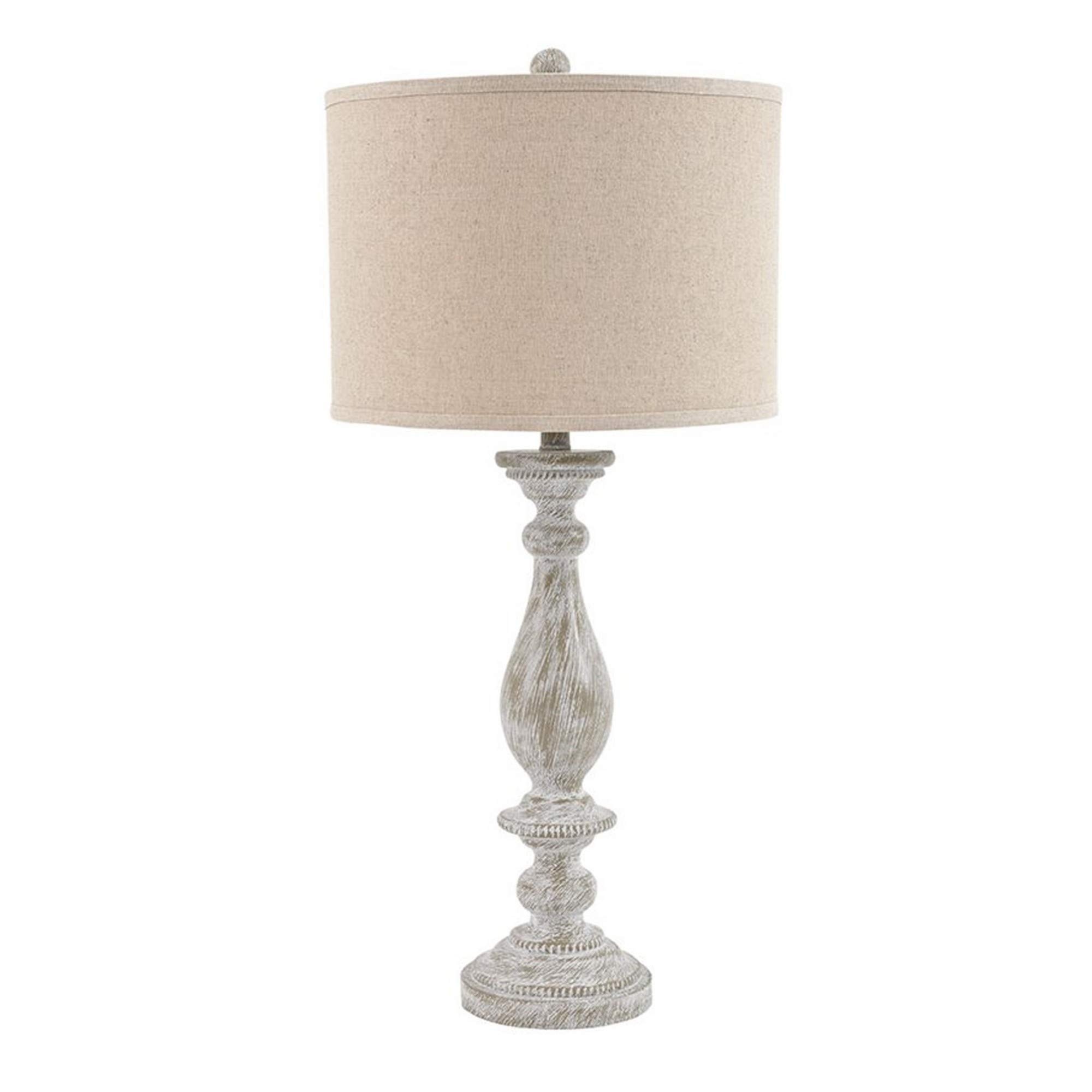 Benjara 2-Pack Beige and White Drum Shade Table Lamps with Pedestal Base - Modern Bedside & Living Room Lighting for Home Decor