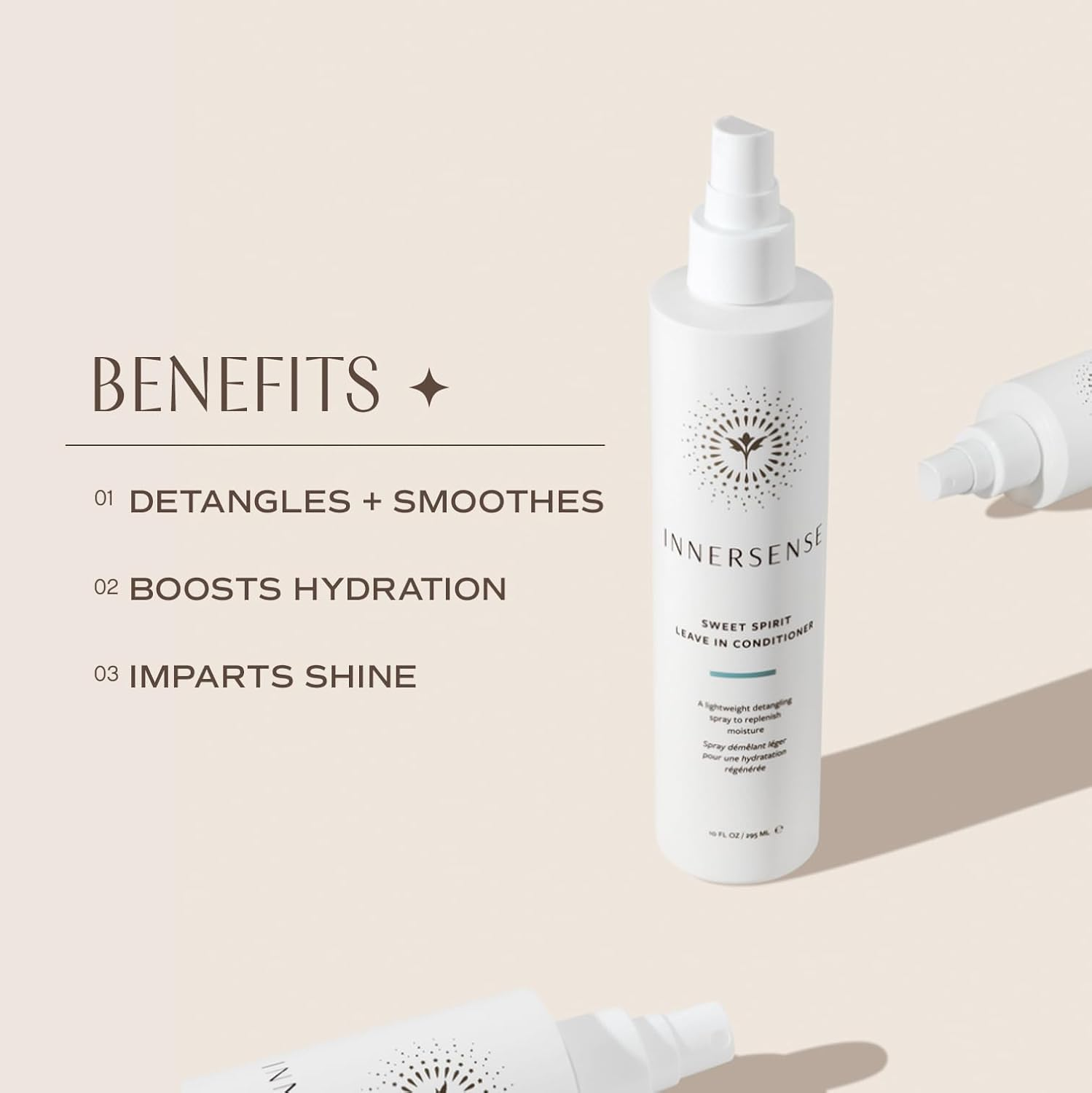 INNERSENSE Organic Beauty Sweet Spirit Leave-In Conditioner for Hydration & Frizz Control - Natural Hair Care for Curly, Dry & Damaged Hair - Perfect for Daily Use & Styling