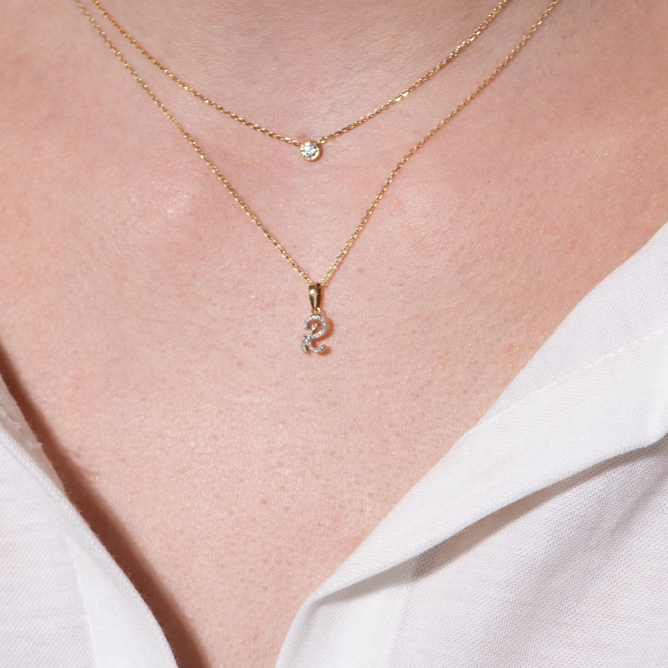14K White Gold Cursive Diamond Initial Necklace - Personalized Name Jewelry for Women, Elegant Monogram Pendant Gift for Her, Perfect for Birthdays, Anniversaries & Special Occasions