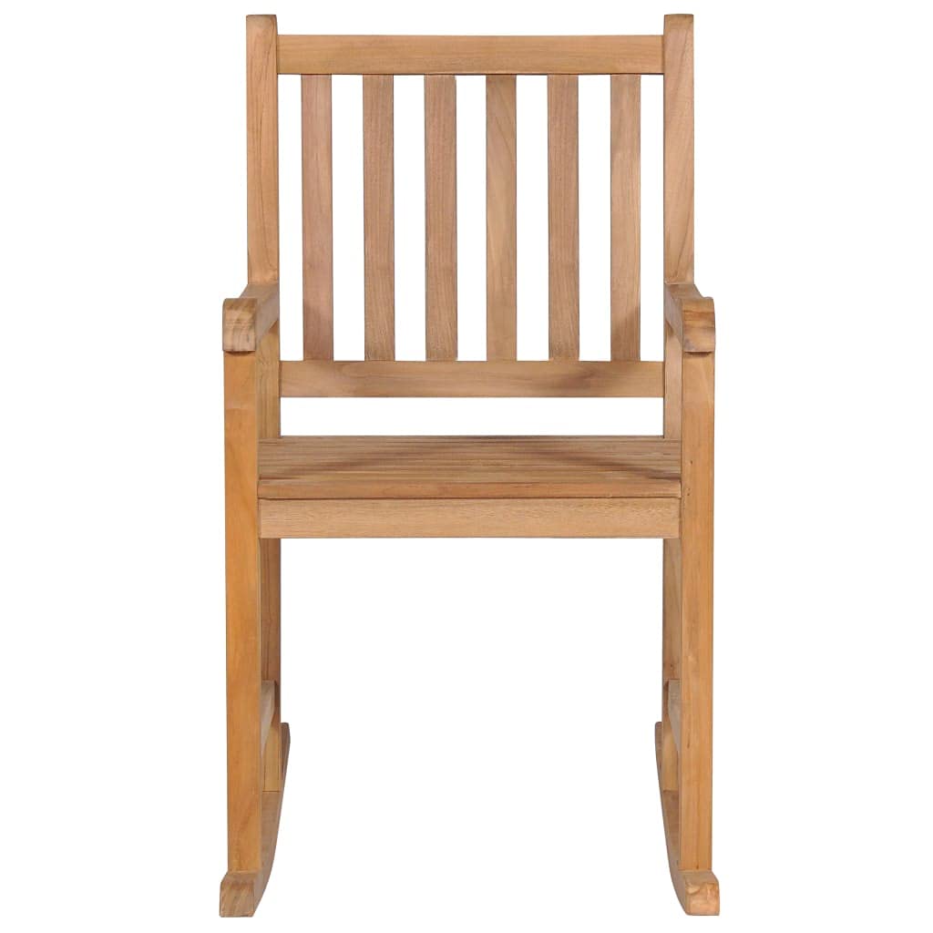 Teak Wood Rocking Chair with Gray Cushion - Comfortable Lounge Armchair for Living Room, Bedroom & Office - Perfect for Relaxing, Reading or Nursing