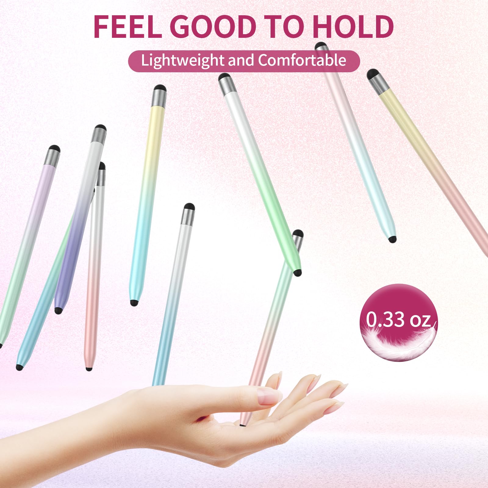 10-Pack High Precision Stylus Pens for iPad & Android Tablets - Dual Rubber Tip Touch Screen Stylus Compatible with iPhone, Samsung, Most Capacitive Screens (Perfect for Drawing, Note-Taking & Digital Signatures)