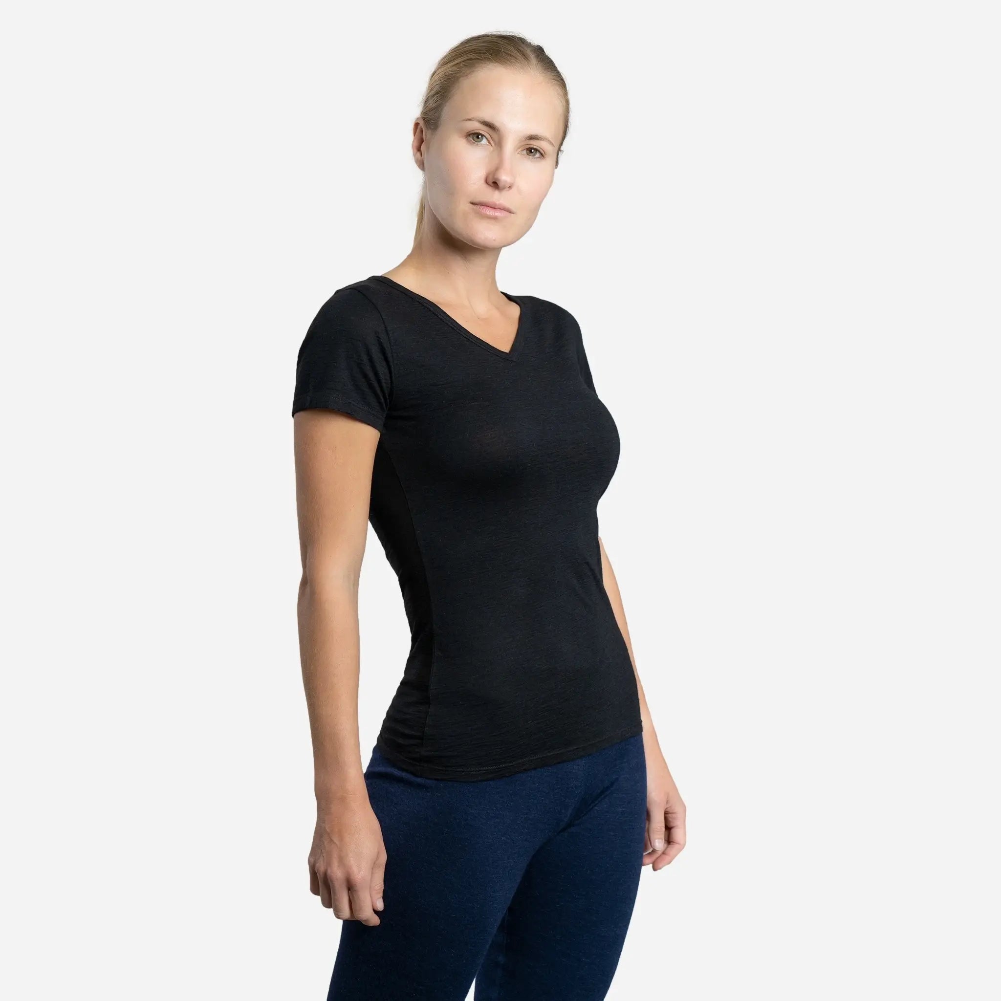 Ultralight 160 Women's Alpaca Wool V-Neck T-Shirt - Soft & Breathable for Travel, Hiking & Everyday Wear