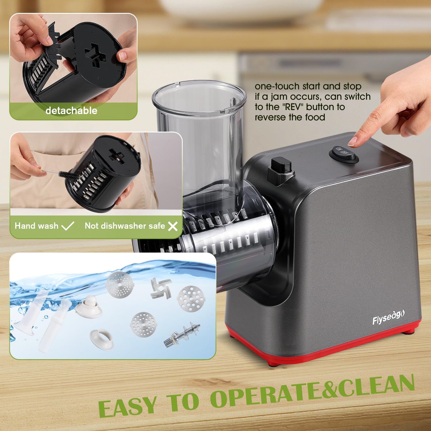 Electric Cheese Grater & Vegetable Shredder - 5-in-1 Multifunctional Kitchen Tool with Rotary Blades, Meat Grinder & Sausage Stuffer - Perfect for Grating Cheese, Shredding Vegetables, Making Salads & Homemade Sausages (Includes Kubbe Kit & Tomato Strainer) - Ideal for Home Cooking, Meal Prep & Party Food Preparation
