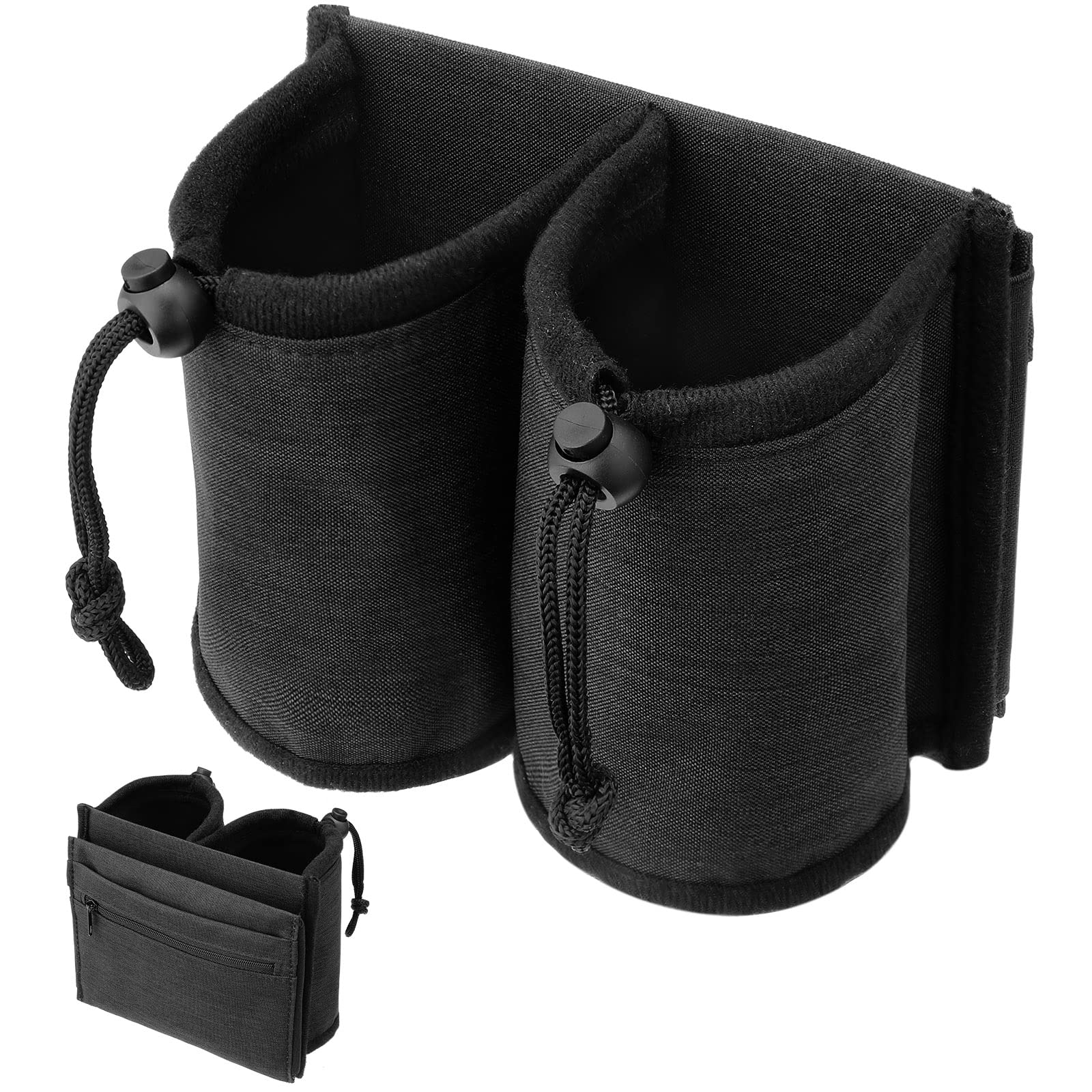 Premium Luggage Cup Holder Attachment - Travel Drink Carrier for Coffee, Beverages & Mugs - Universal Fit for Suitcases (Black) | Perfect for Airports, Road Trips & Commuting