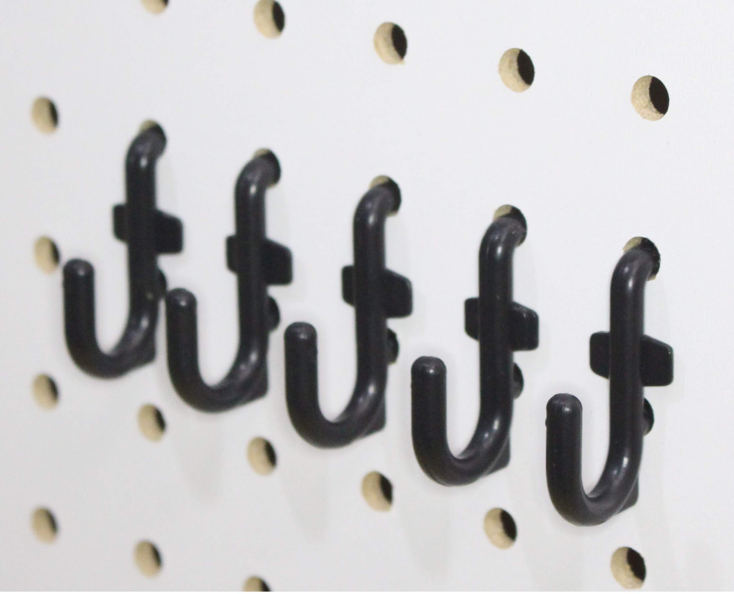 50-Pack Black Pegboard Locking Hooks - 25 J Hooks & 25 L Hooks for Tool Organization, Garage Storage, and Retail Display - Durable Metal Hooks for Wall Panels, Workshops, and Home Organization