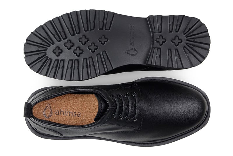Vegan Leather Derby Shoes for Men & Women - Comfortable Everyday Casual Black Loafers | Perfect for Office, Walking & Travel