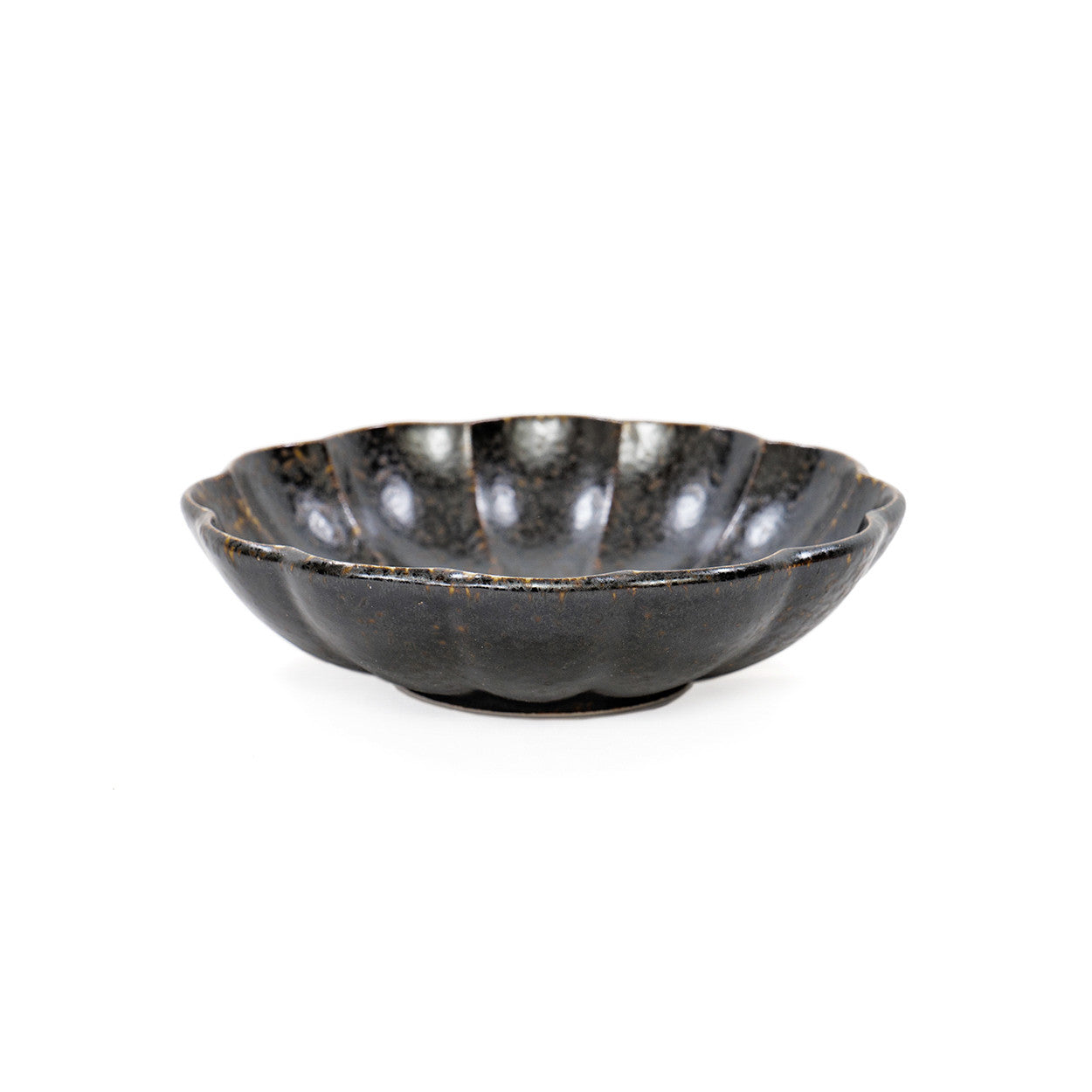 Kikka Daisy Black Kessho Salad Bowl - 18 fl oz (7.05 inch Diameter) - Perfect for Salads, Pasta, Snacks & Party Serving - Elegant Japanese-Style Dishware