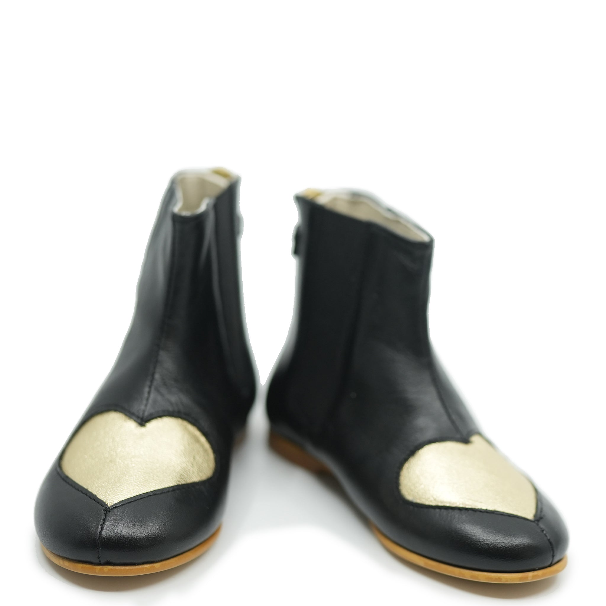 Sonatina Black and Gold Heart Zipper Boots for Women - Stylish Ankle Boots with Heart-Shaped Zipper Detail - Perfect for Date Night, Parties & Casual Outfits