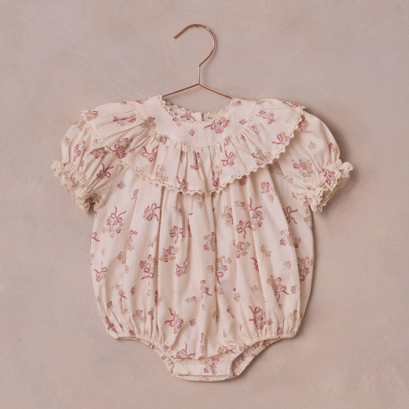 Eva Romper with Bow - Floral Ditsy Print - Natural Cotton Baby Outfit for Girls - Perfect for Spring Photoshoots & Casual Playdates