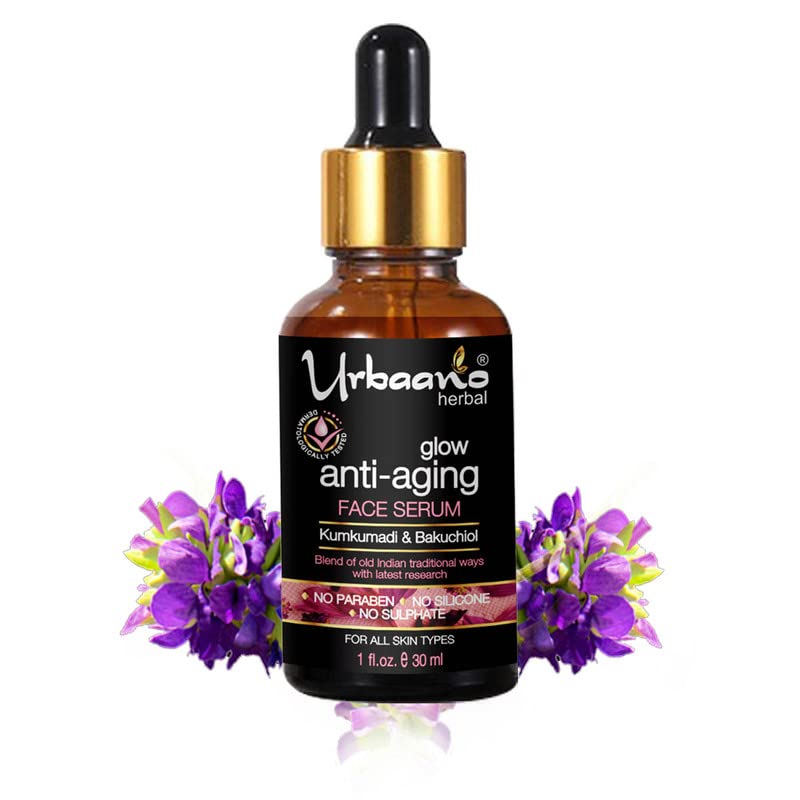 **Urbaano Herbal Kumkumadi Face Oil Serum with Bakuchiol & Natural Retinol – Glowing Skin, Acne & Dark Spot Treatment | Chemical-Free, 30ml | Perfect for Nighttime Skincare & Anti-Aging Routine**