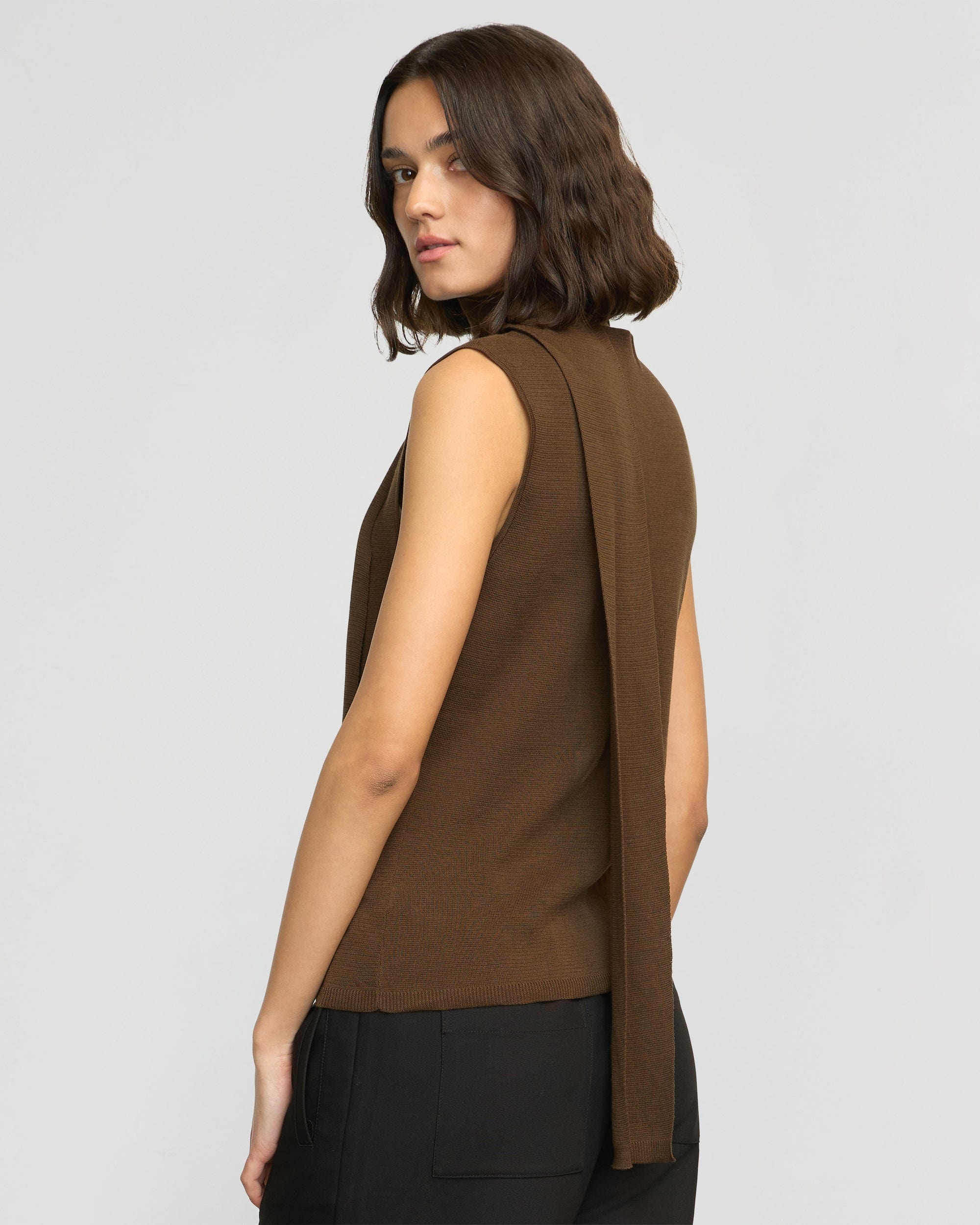 Women's Demi Scarf Neck Cotton Silk Knit Blouse - Elegant Casual & Office Wear Tops for Spring/Summer