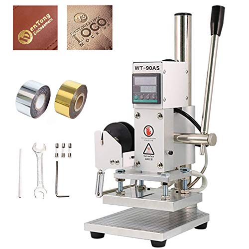 YUNSHINE 110V Hot Foil Press Machine - Manual Temperature Control Embosser for DIY Crafts (5x7cm Press Board) - Perfect for Paper, Card, Leather, PVC, PU & Wood Stamping - Ideal for Wedding Invitations, Business Cards & Leather Craft Projects