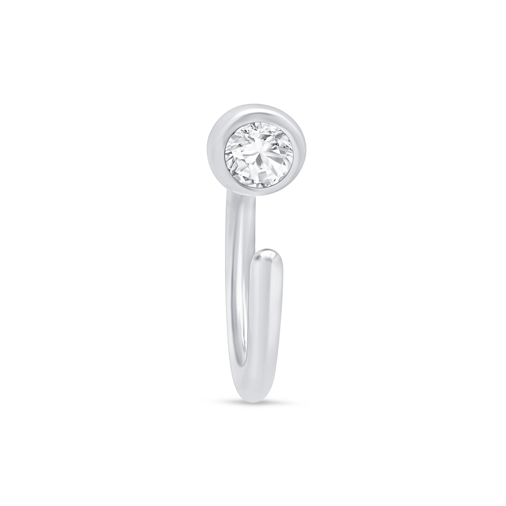14K White Gold Cubic Zirconia Ear Cuff - Elegant Cartilage Hoop Earrings for Women | Perfect for Parties, Weddings & Everyday Wear