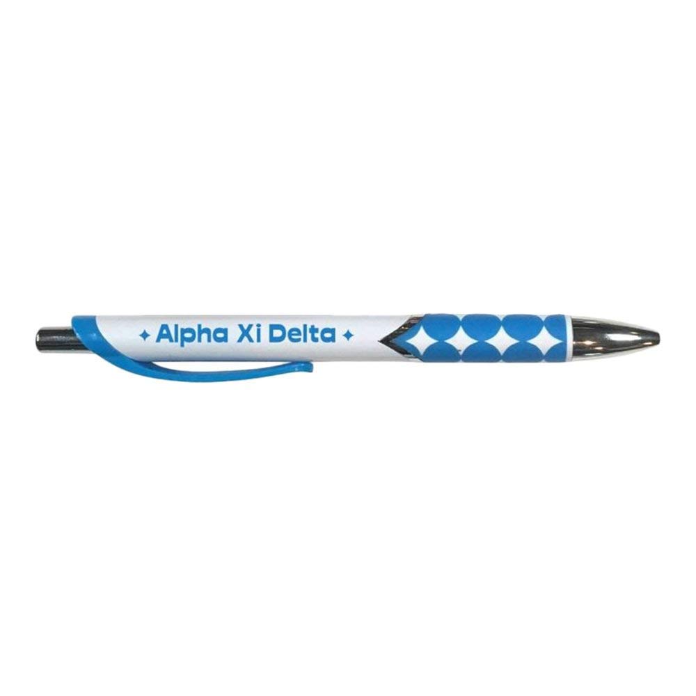 Greekgear Alpha Xi Delta Cirque Pens Set of 5 - Royal Blue & White with Royal Blue Imprint - Perfect for Sorority Events, Note Taking & Gift Giving