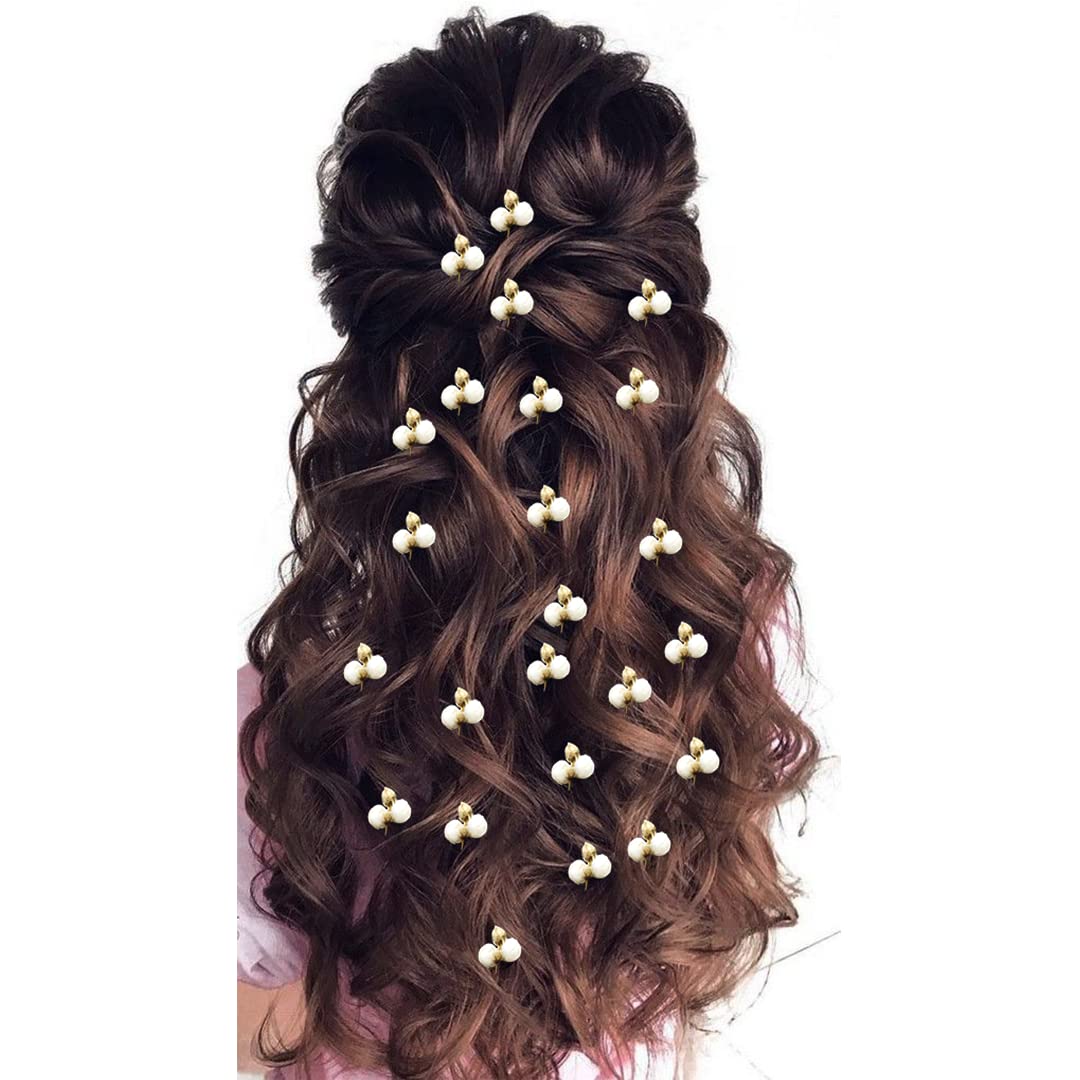 Artificial Mogra Pollen Hair Pin with Pearl - Bridal Hair Accessories for Women & Girls - Perfect for Weddings, Parties & Special Occasions - Pack of 1