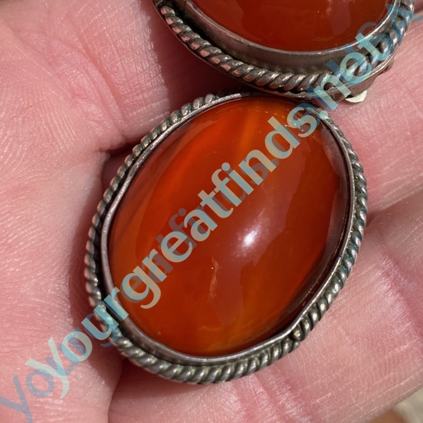 Vibrant Red Sardonyx Clip-On Earrings in Sterling Silver - Perfect for Parties, Weddings & Special Occasions