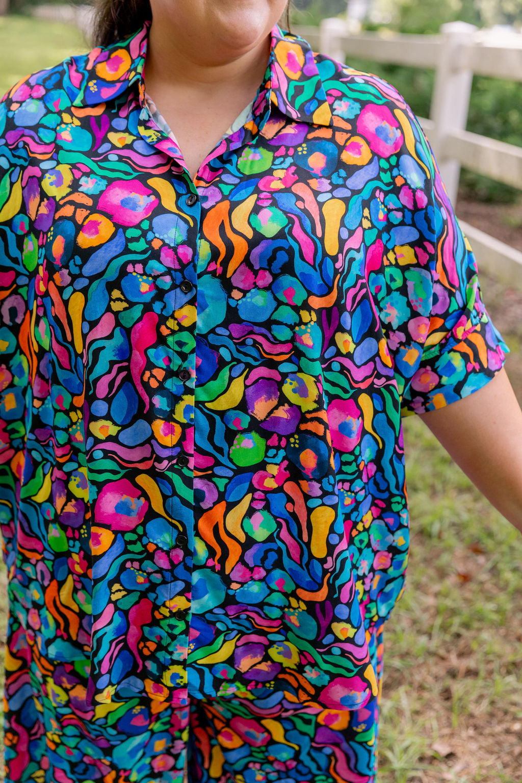 Kasey Rainbow Tammin Shirt - Stylish African Print Women's Top for Casual Wear & Summer Outfits