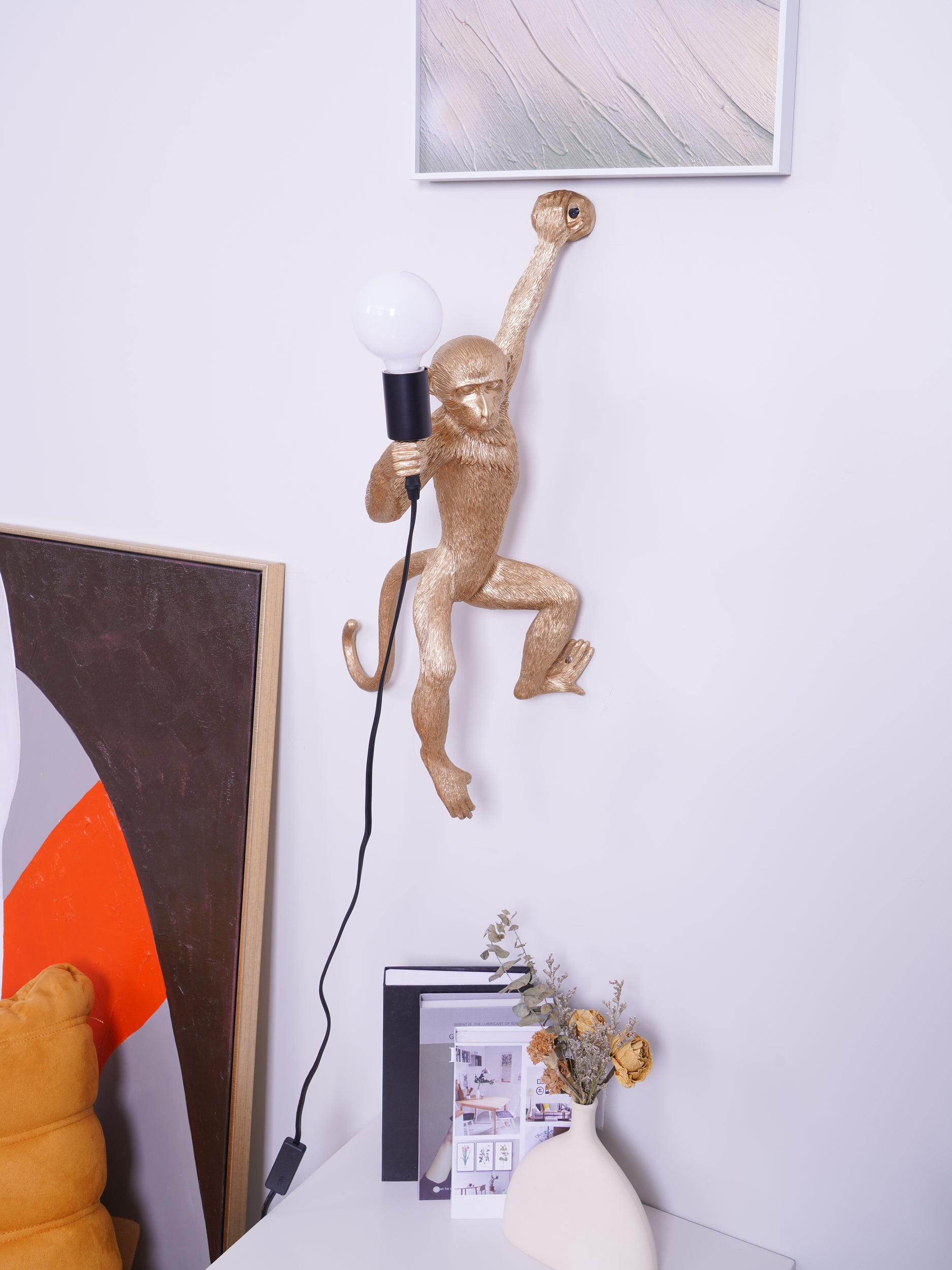 Cute Monkey Wall Lamp - LED Night Light for Kids Room, Nursery, Bedroom - Fun Animal-Themed Decor for Children's Spaces