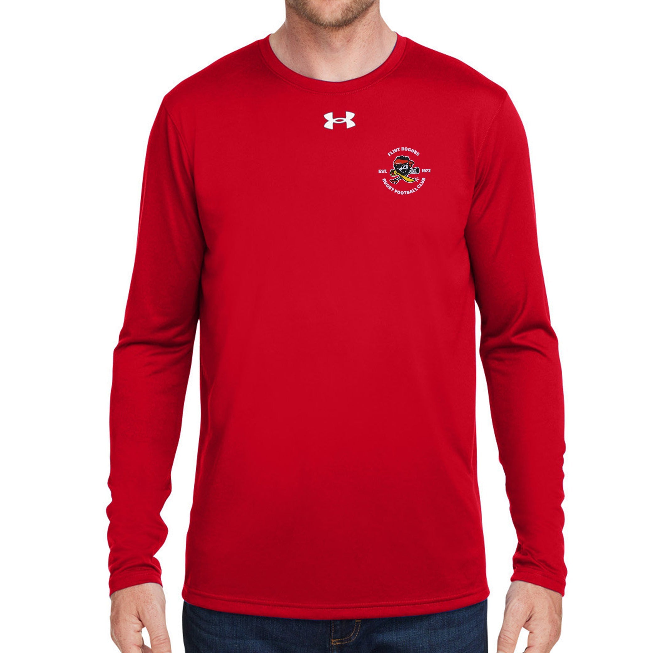 Flint Rogues RFC UA Team Tech Long Sleeve T-Shirt - Moisture Wicking Performance Shirt for Rugby Training & Outdoor Sports