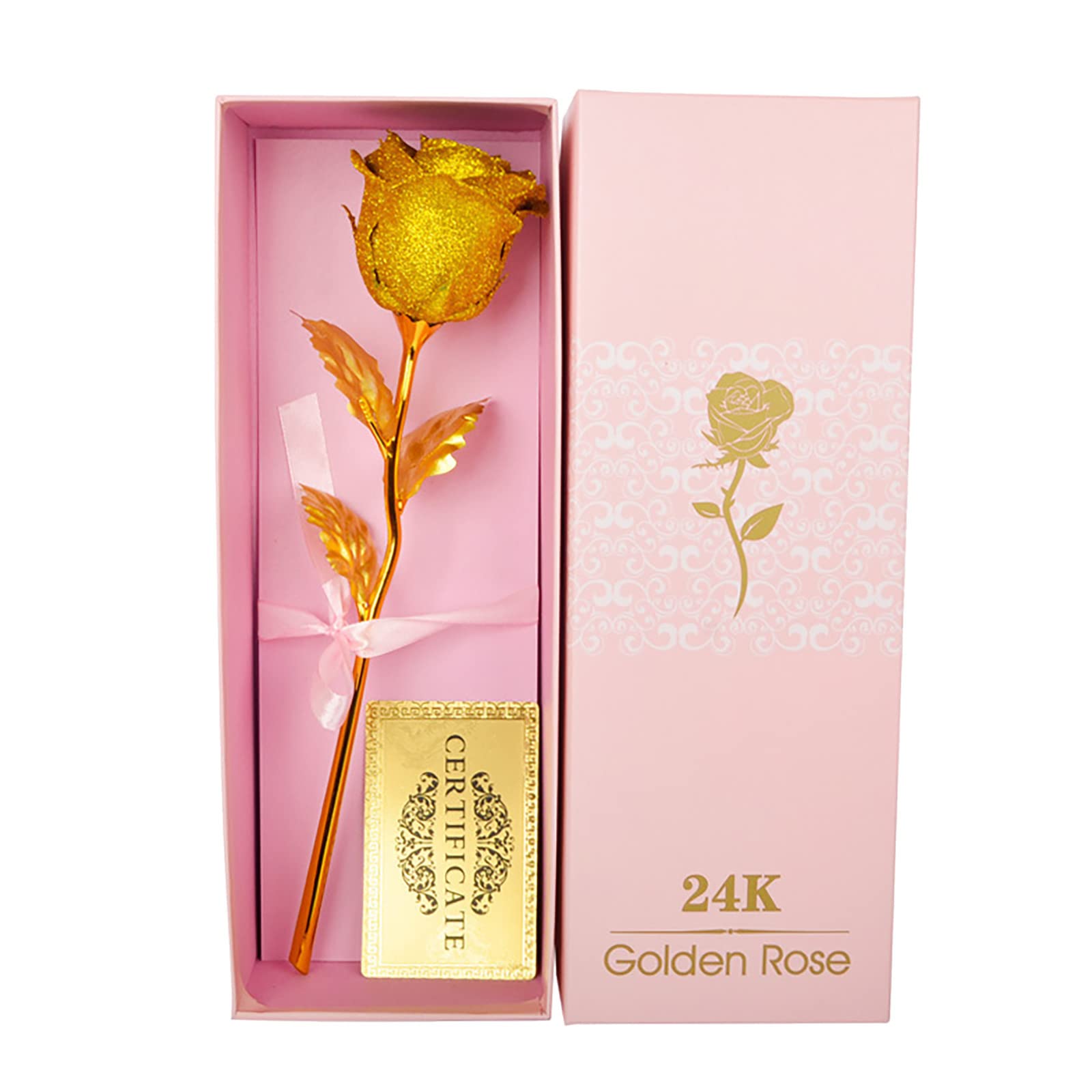 Gold Foil Rose Flowers - Purple Artificial Roses for Wedding Decor & Gifts