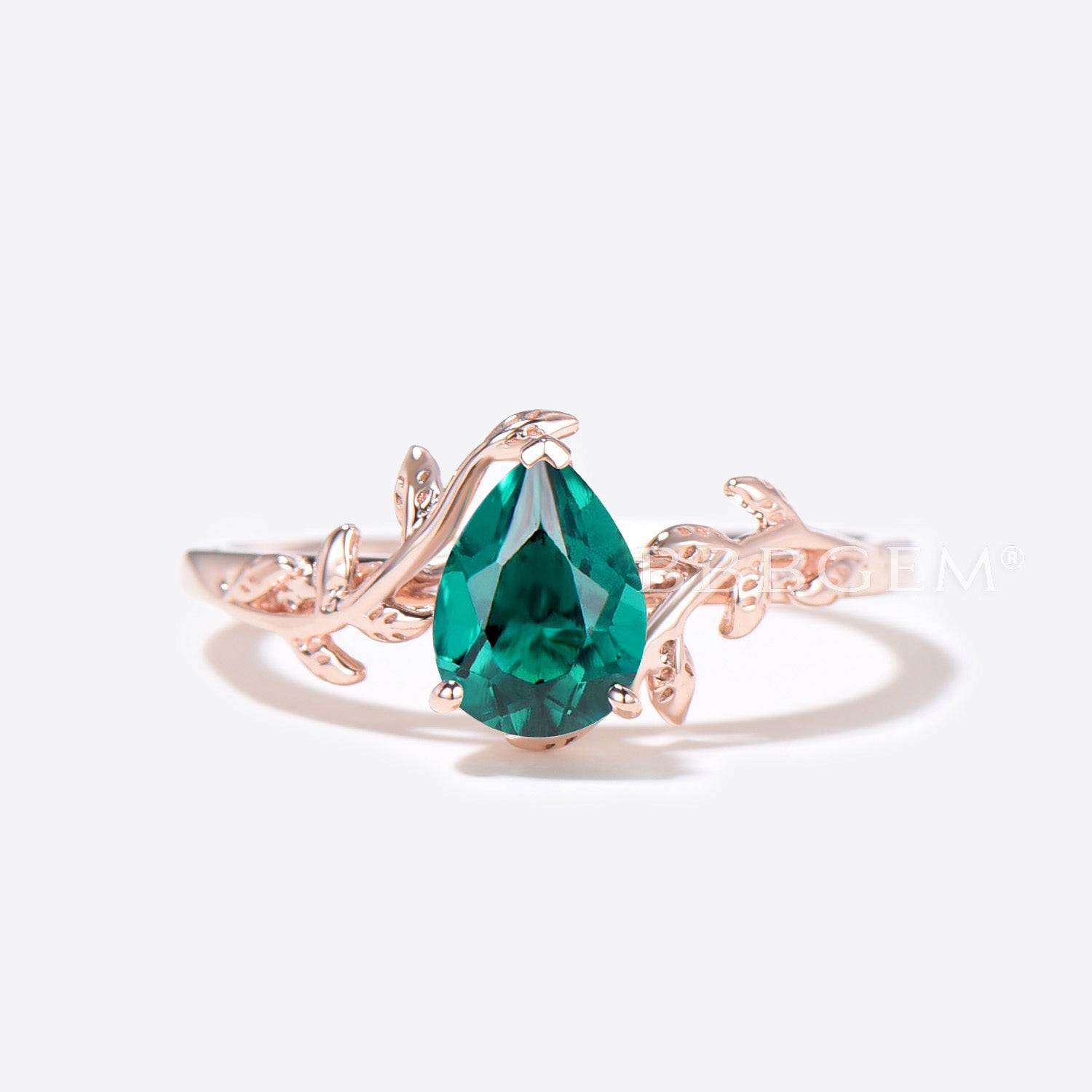 Emerald Teardrop Engagement Ring Set - Vintage Branch Leaf Design for Women - Perfect for Weddings, Anniversaries & Romantic Gifts