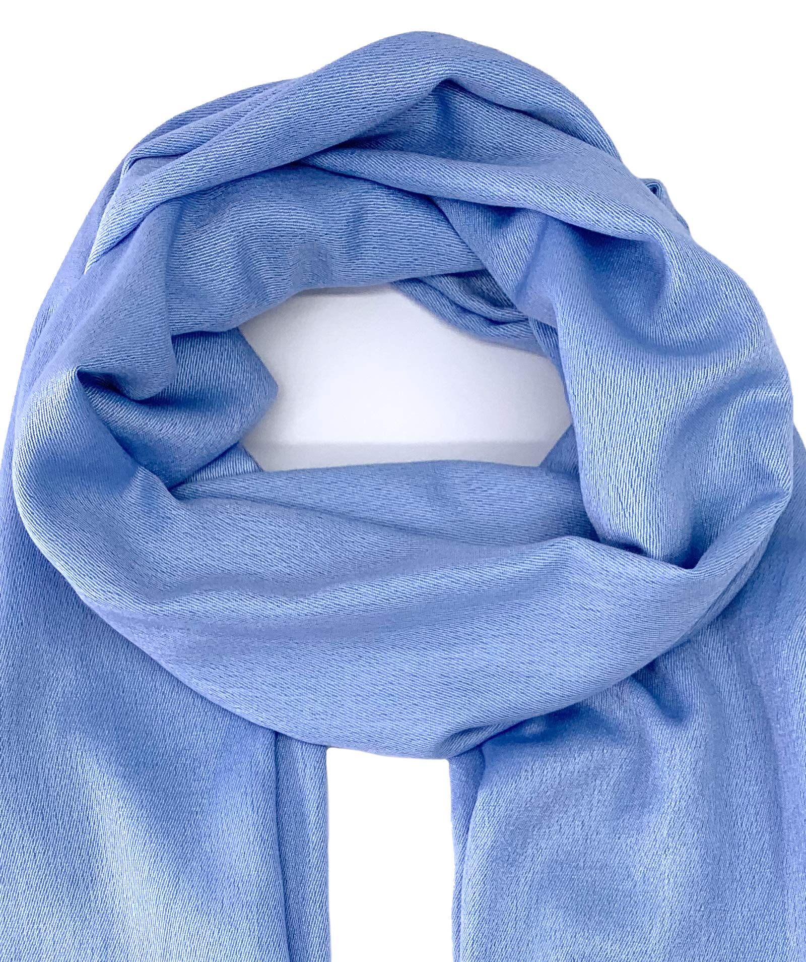 Luxury Light Blue Pashmina Silk Wrap Scarf - Soft & Elegant Shawl for Women - Perfect for Weddings, Parties & Evening Events