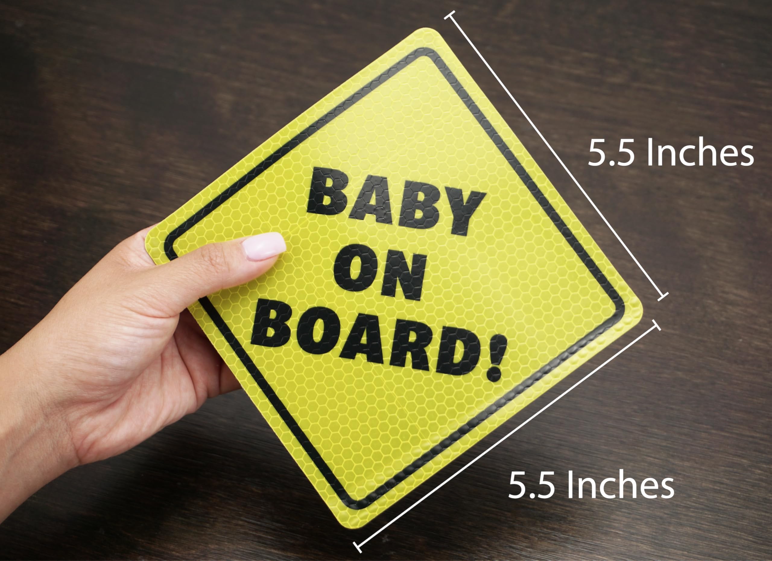 Baby On Board Car Sign - 2 Pack Reflective Magnetic Bumper Sticker (5.5