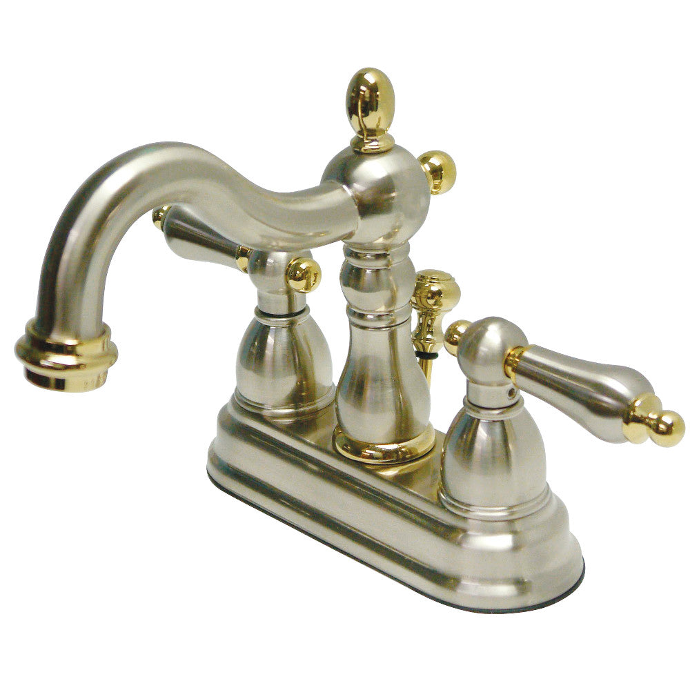 Kingston Brass KB1605AL Heritage 4-Inch Centerset Bathroom Faucet - Polished Brass Finish, Single Handle Water-Saving Design for Sink Vanity, Perfect for Modern and Traditional Bathrooms