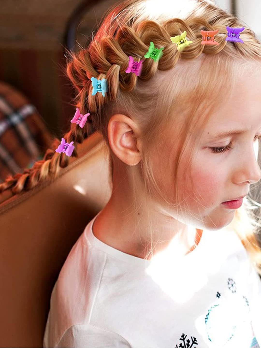 Melbees by Yellow Chimes 50-Piece Multicolor Butterfly Hair Claw Clips for Girls & Kids - Cute Hair Accessories for School, Parties & Everyday Use