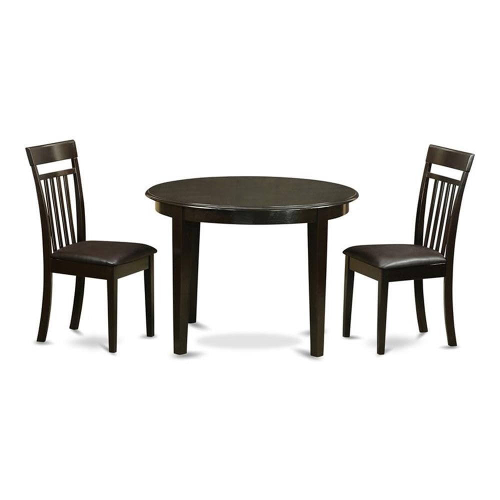 Modern 3-Piece Dining Table Set with Round Kitchen Table & 2 Faux Leather Chairs - 42x42 Inch Cappuccino | East West Furniture BOCA3-CAP-LC | Perfect for Small Spaces, Breakfast Nooks & Contemporary Dining Rooms