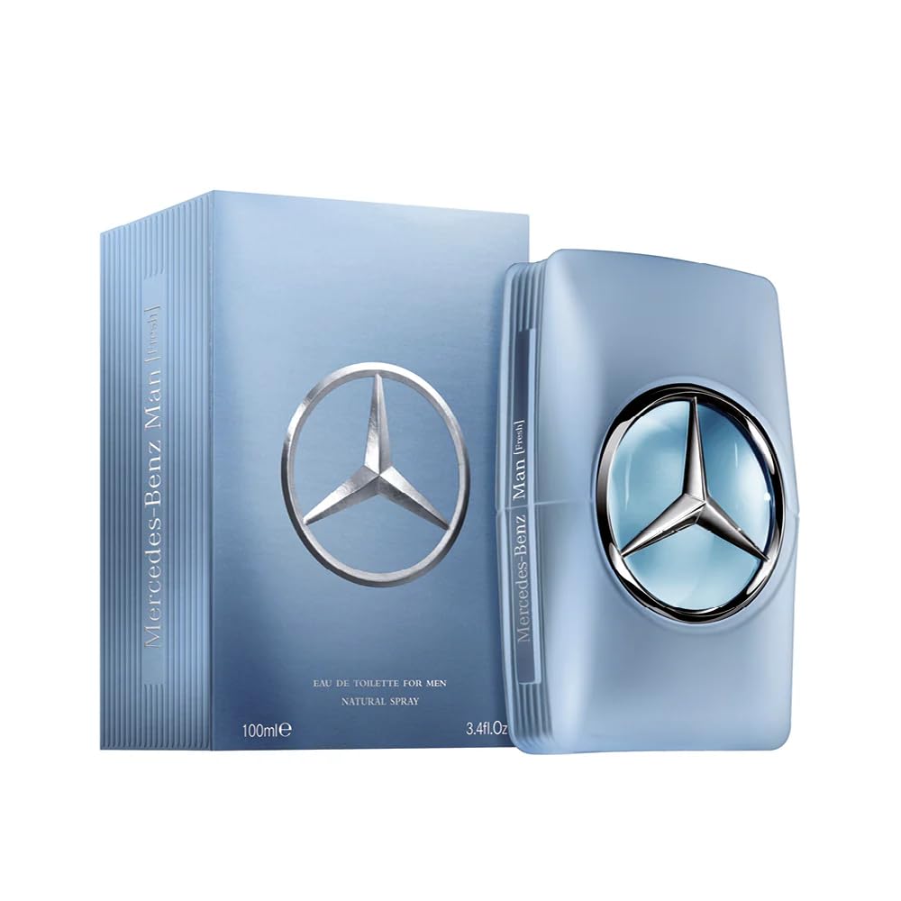 Mercedes-Benz Man Fresh Eau de Toilette for Men - Long Lasting Cologne with Bergamot & Cedarwood - 3.4 oz Spray - Perfect for Daily Wear, Office & Special Occasions