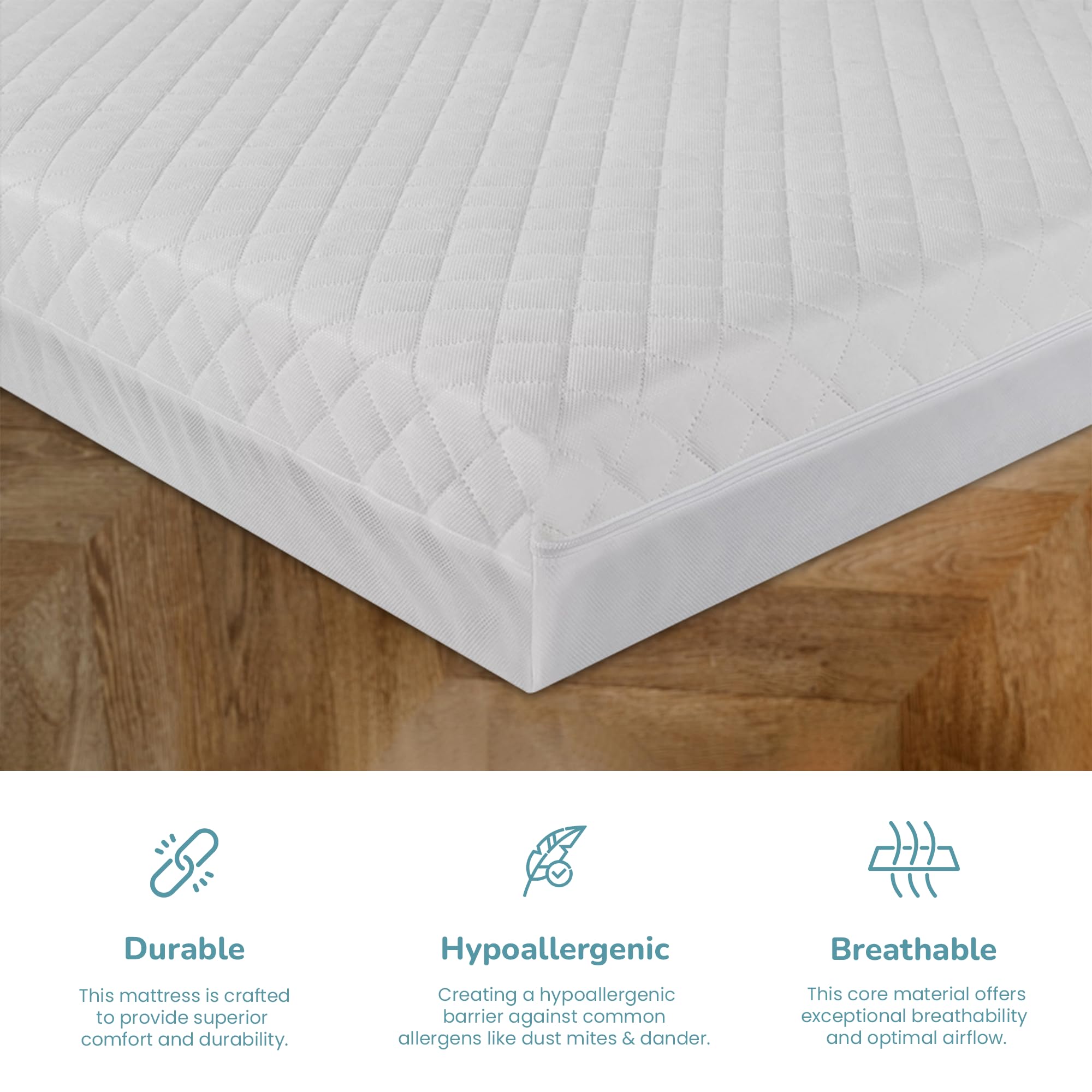 Night Comfort Ultra Breathable Baby Cot Mattress - Hypoallergenic & Waterproof with Removable Washable Cover (47