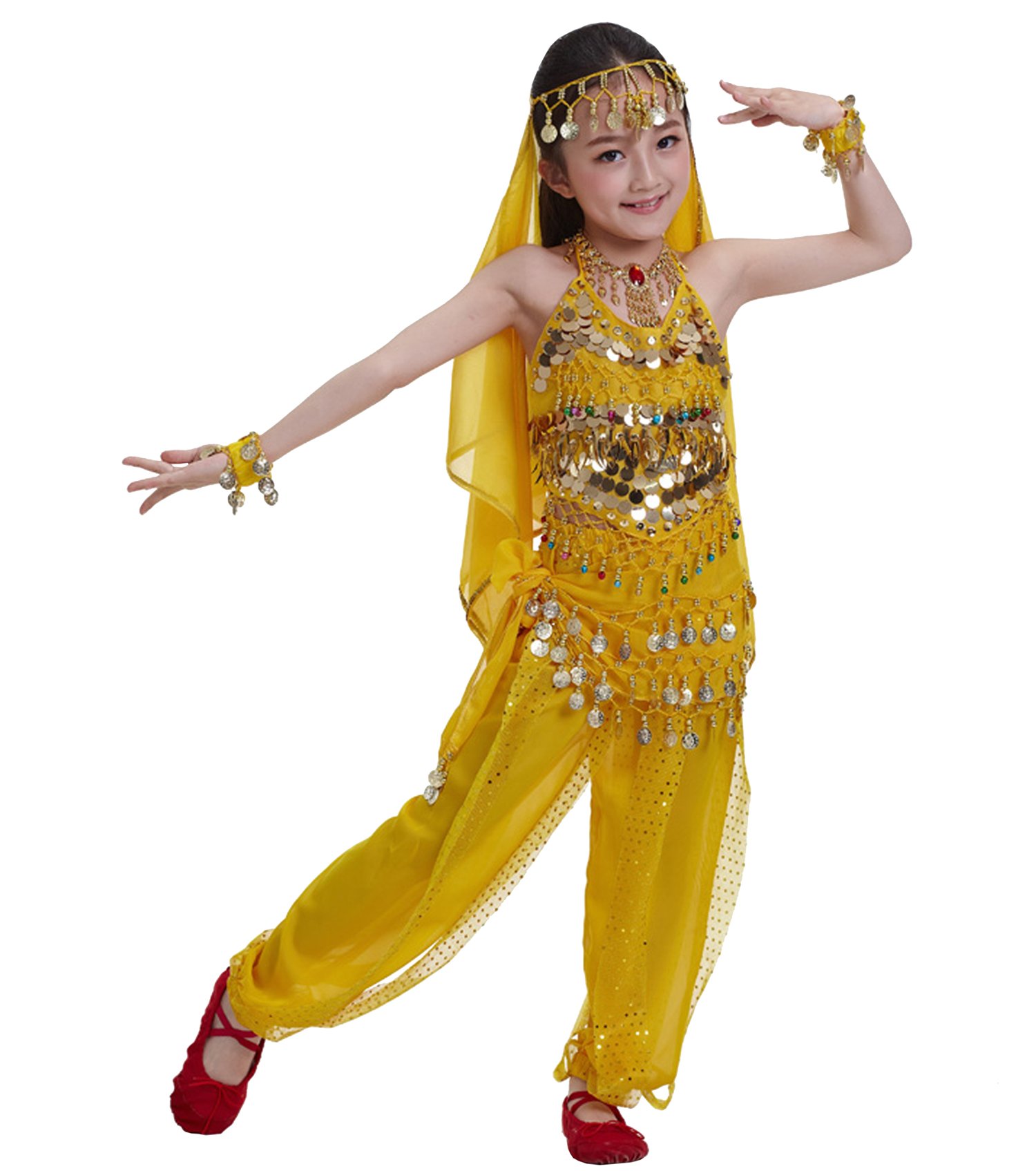 Kids Princess Belly Dance Costume Set - Indian Bollywood Style Outfit for Girls | Perfect for Halloween, Dance Performances & Cultural Events