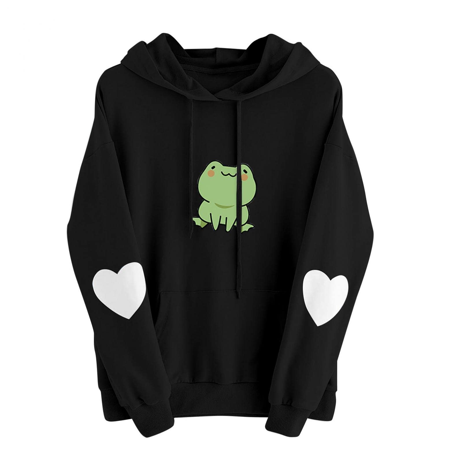 Cute Potato Heart Print Women's Hooded Sweatshirt - Fashion Long Sleeve Loose Pullover Hoodie for Casual Wear | Perfect for Everyday Outfits, Lounge Wear & Cozy Fall Fashion