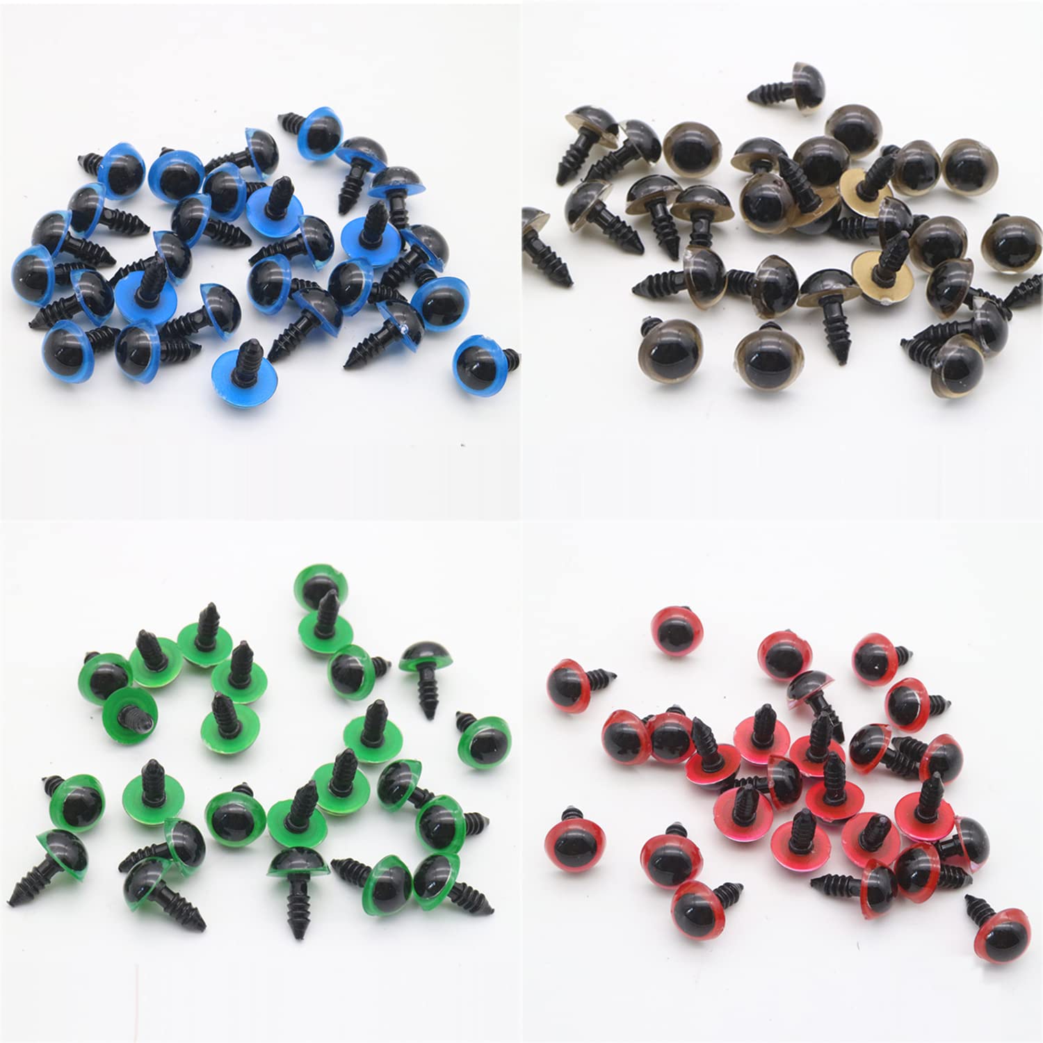 100 Pieces 10mm Plastic Safety Eyes with Washers - Animal Eyes for Sewing, Crafting, Crochet & DIY Projects - Perfect for Amigurumi, Plush Toys, Doll Making and Handmade Crafts