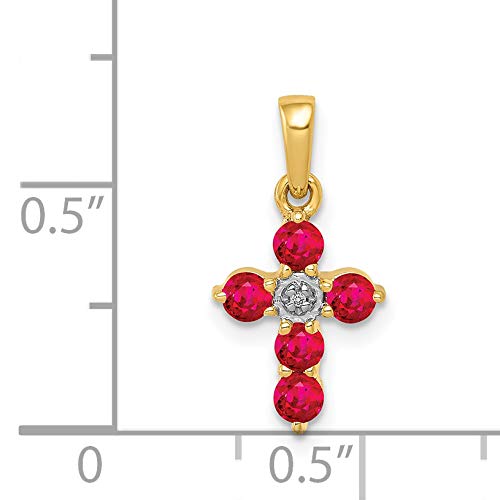 14K Yellow Gold Emerald and Diamond Cross Pendant Necklace for Women - Elegant Religious Jewelry Gift for Baptism, Confirmation & Special Occasions